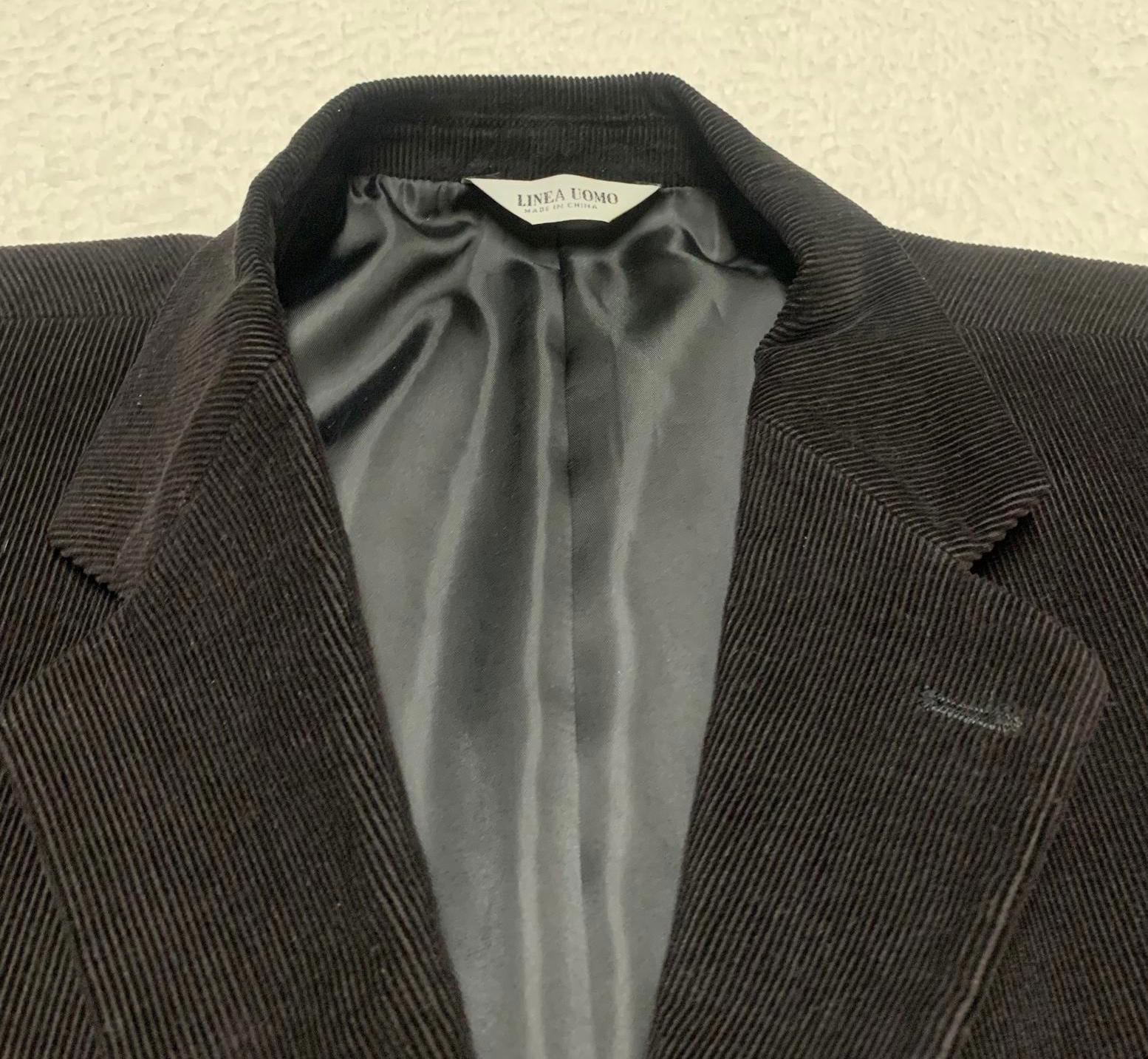 Linea Uomo Men's 48L Black Corduroy Blazer