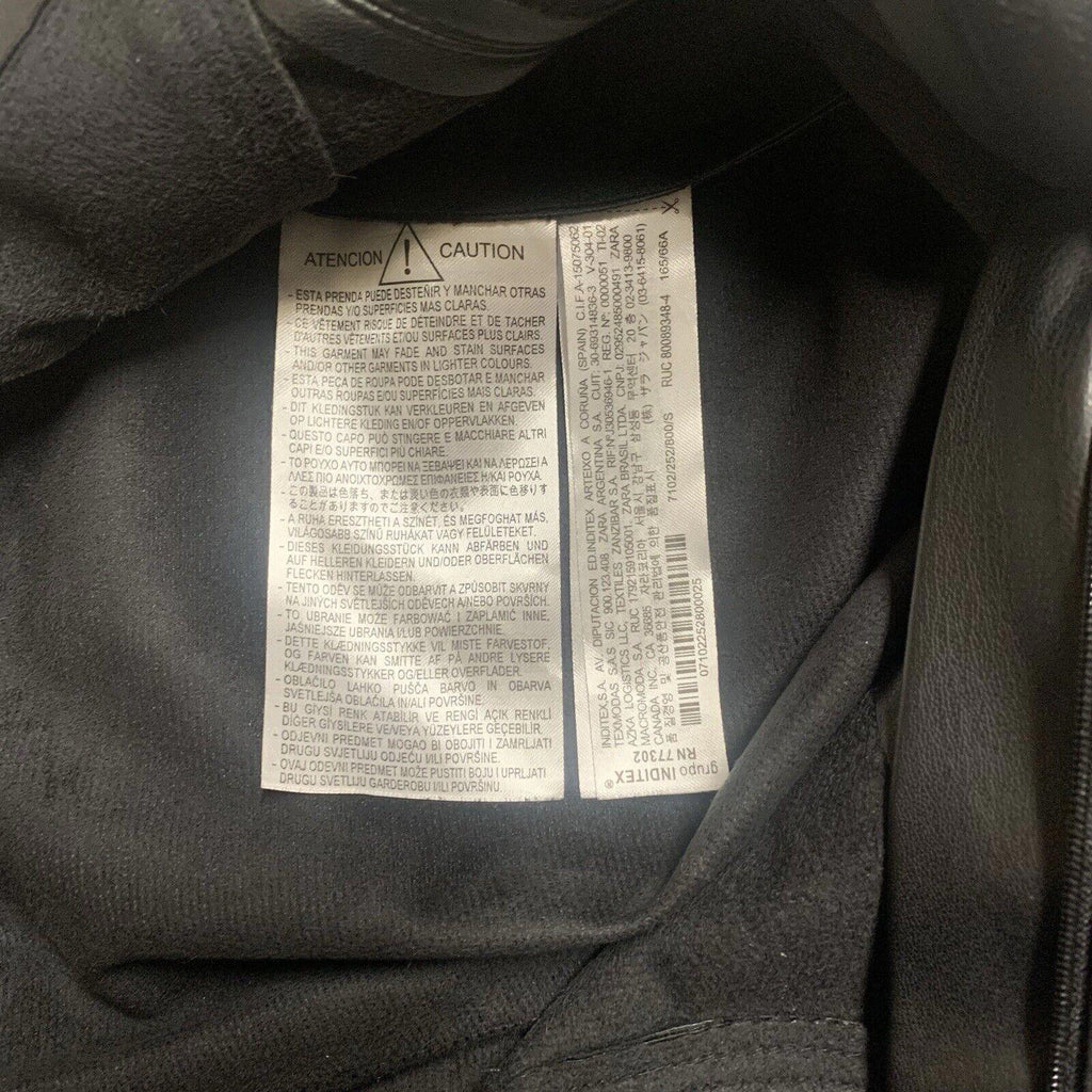 Pantalones Zara para mujer, talla pequeña, negros, de poliéster y piel sintética, hasta el tobillo