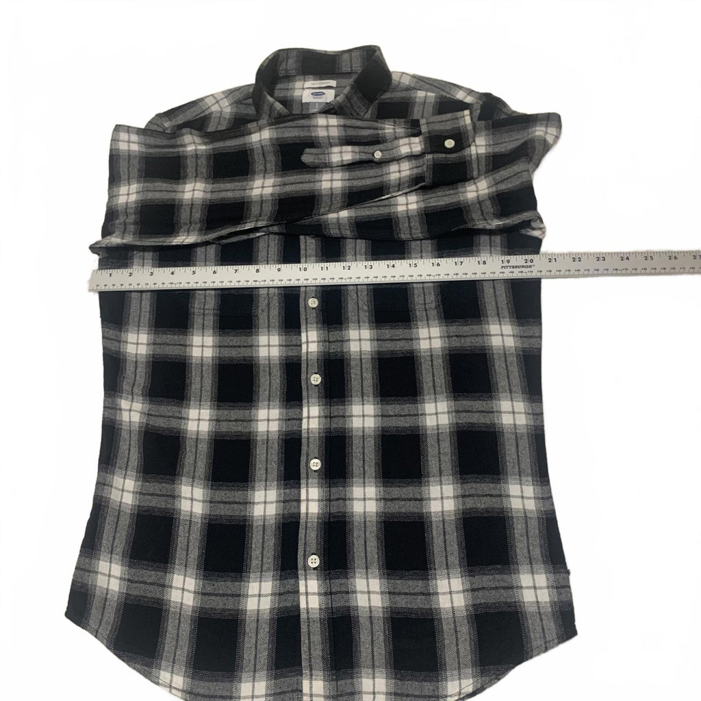 Camisa de botones Old Navy para hombre, talla S pequeña, piedra, negro, blanco, cuadros, informal, algodón