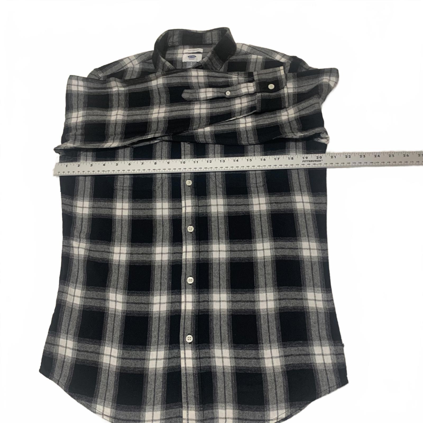 Camisa de botones Old Navy para hombre, talla S pequeña, piedra, negro, blanco, cuadros, informal, algodón