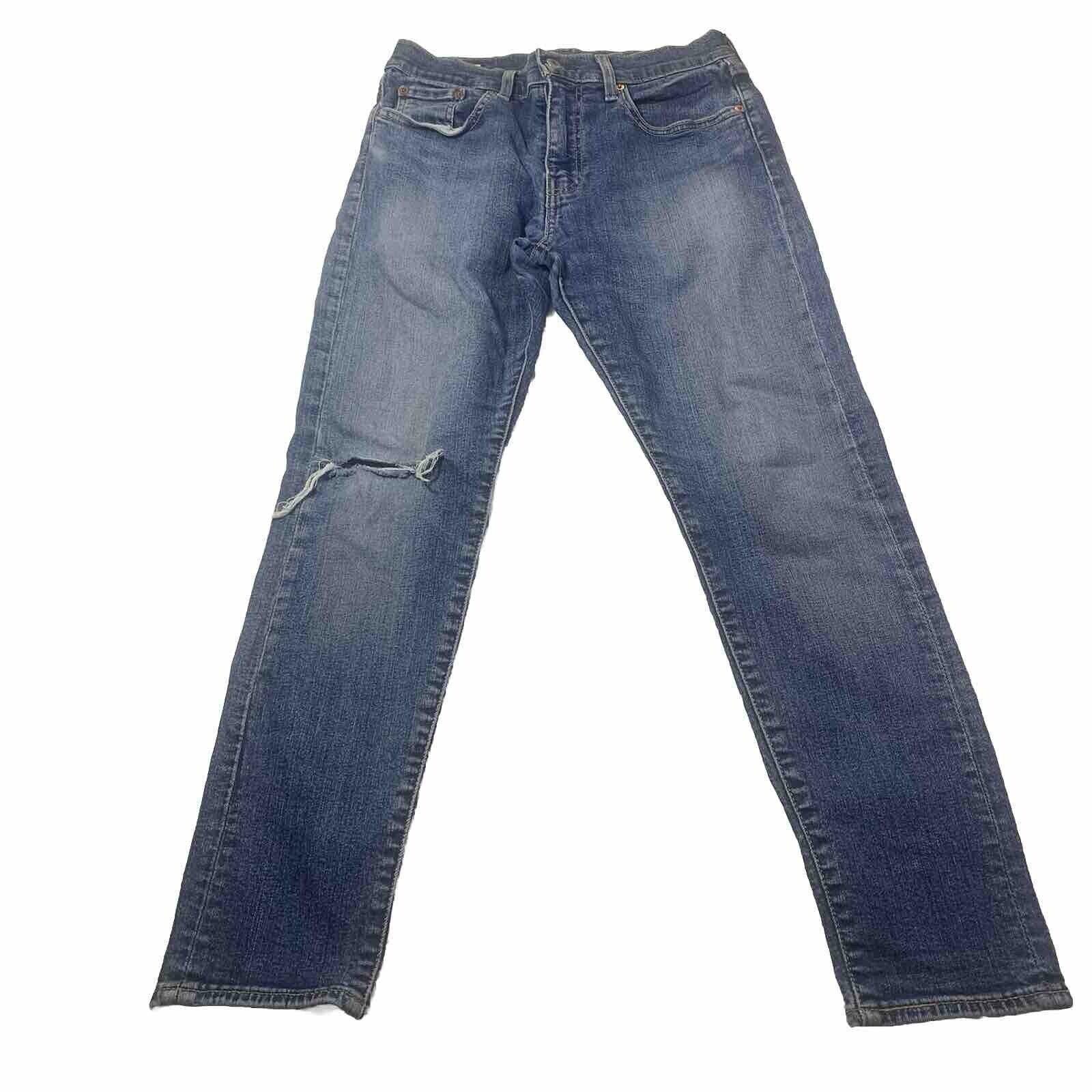 Vaqueros Levi's 512 para hombre, 30 x 30, azul, desgastados y elásticos