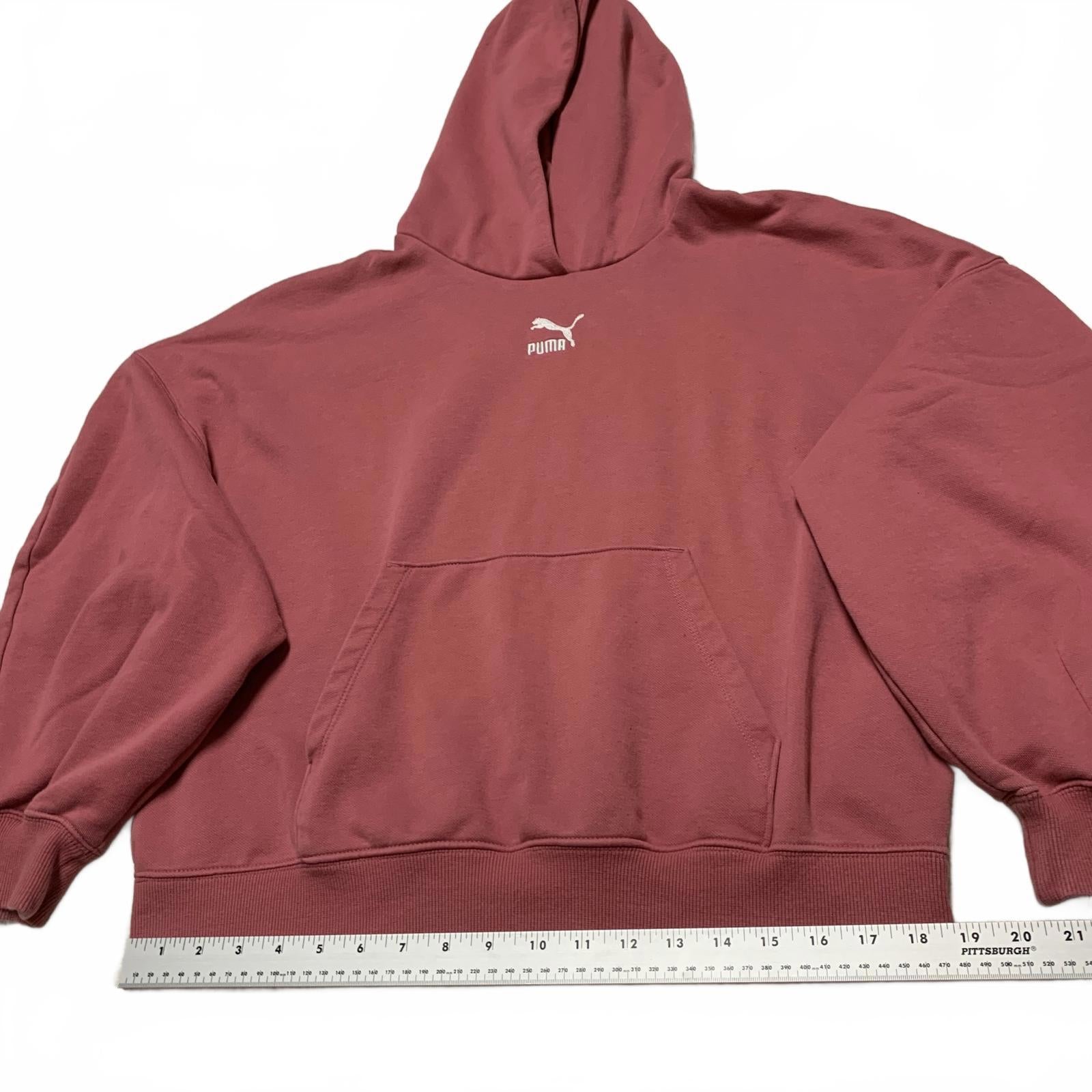 Sudadera con capucha extragrande Puma para mujer, talla mediana, color rosa polvoriento