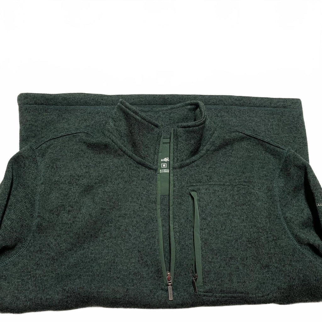 Suéter polar con cremallera de un cuarto verde oscuro mediano de Eddie Bauer para hombre