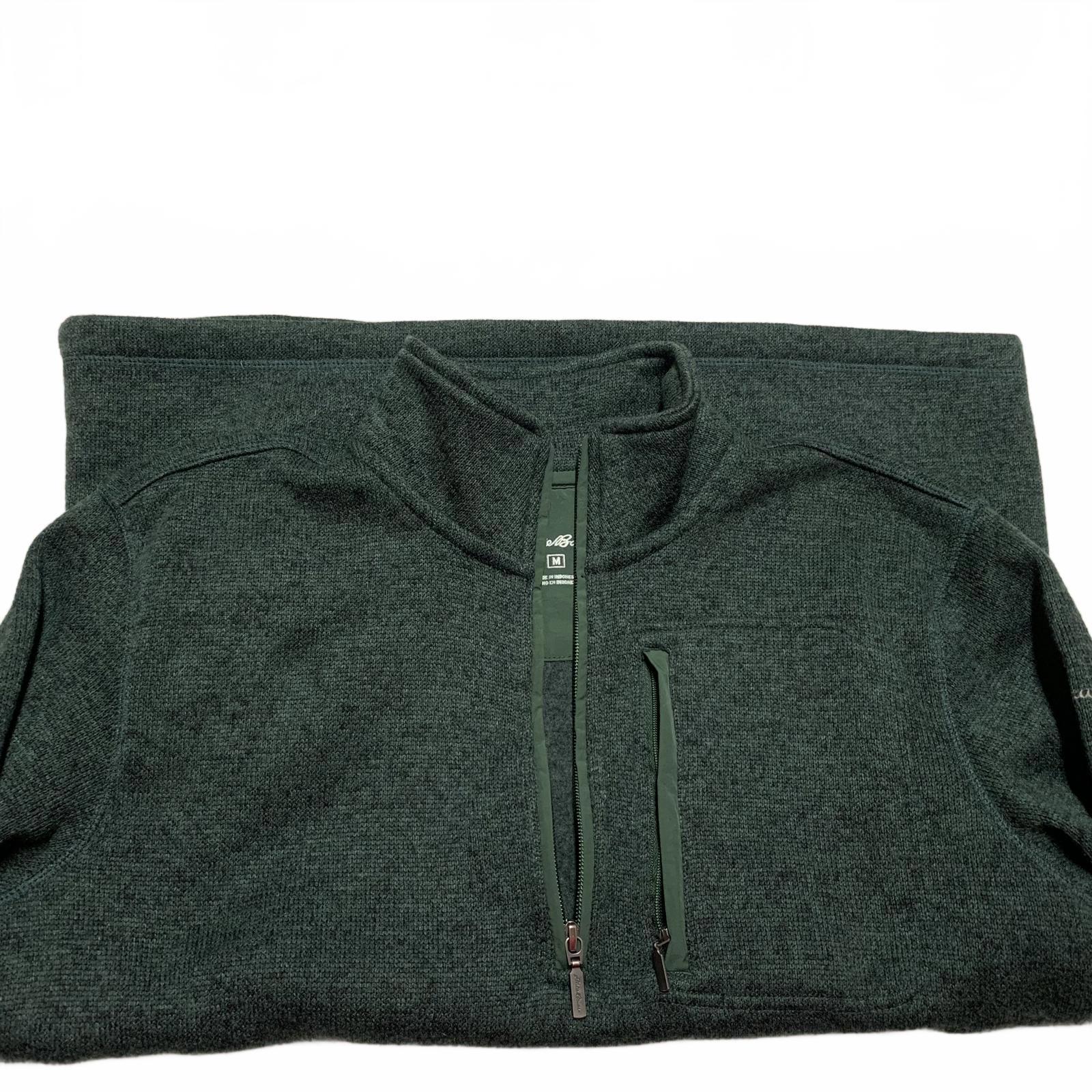 Suéter polar con cremallera de un cuarto verde oscuro mediano de Eddie Bauer para hombre