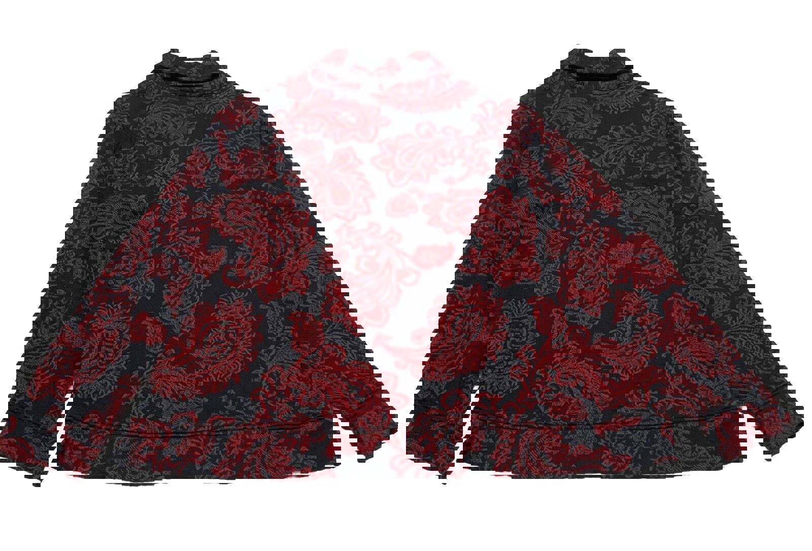 Suéter Croft &amp; Barrow para mujer, talla pequeña XL, con estampado floral de cachemira en rojo y negro, con cremallera y manga larga