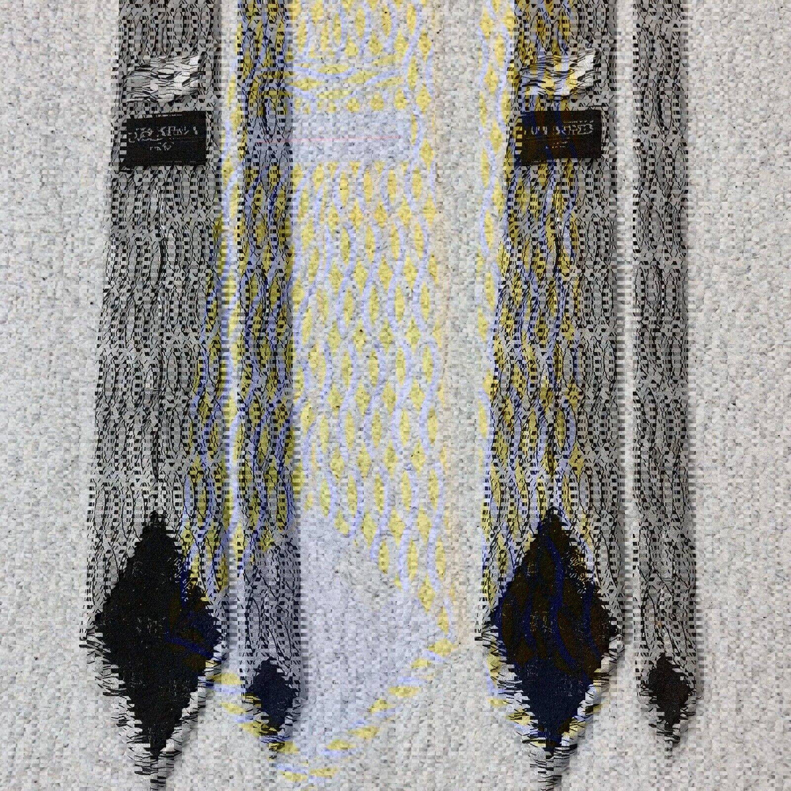 Corbata para hombre Umo Lorenzo, color amarillo, azul y gris, diseño italiano