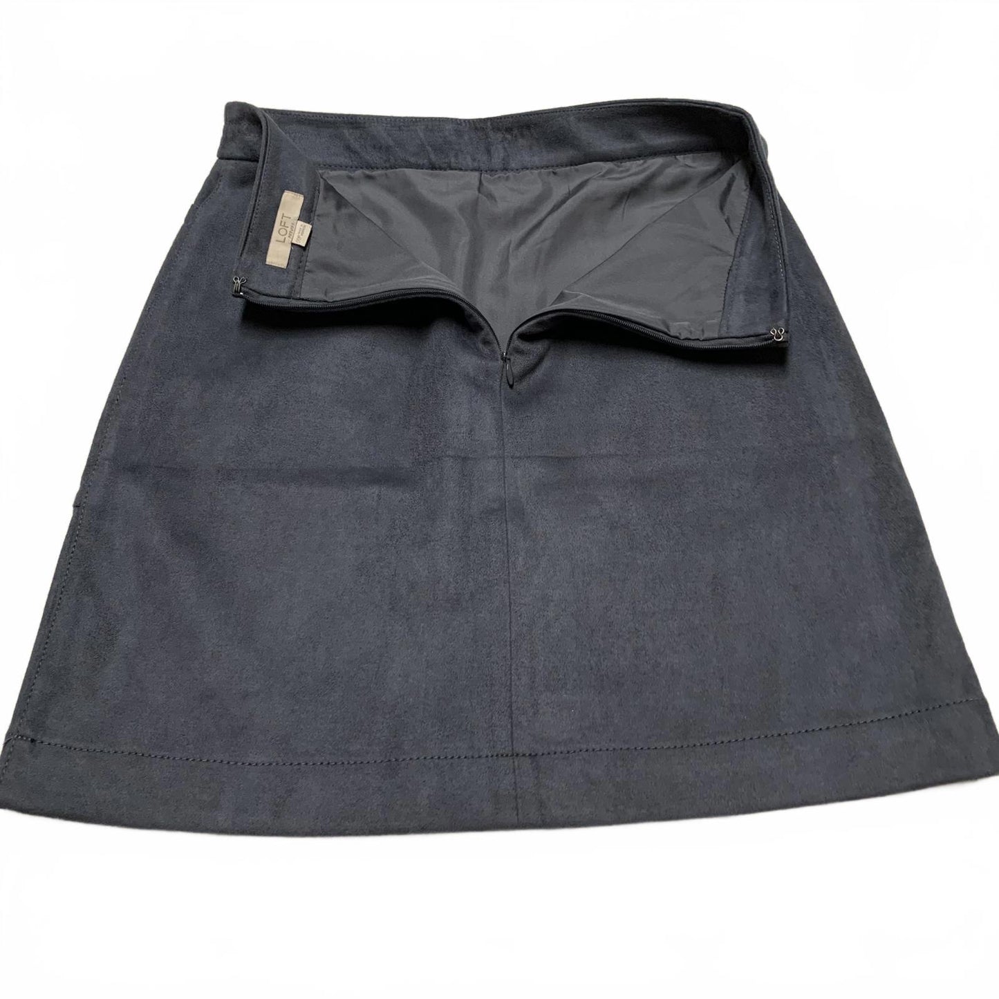 LOFT Petite Sze 00 Petite Suede Mini Skirt Zipper Pockets Charcoal Gray W 26.5