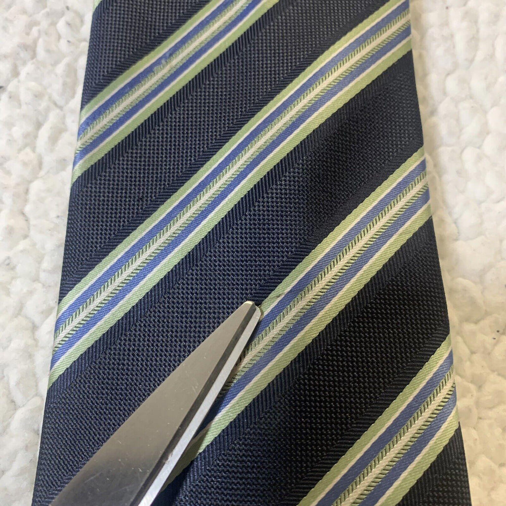 Corbatas de hombre de Alexander Julian Colours, rayas azul marino y amarillo, lote de 2 unidades.