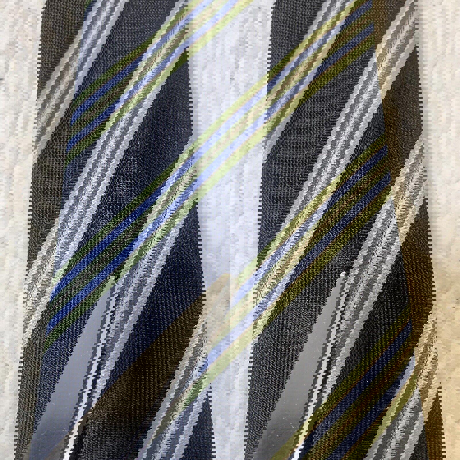 Corbatas de hombre de Alexander Julian Colours, rayas azul marino y amarillo, lote de 2 unidades.