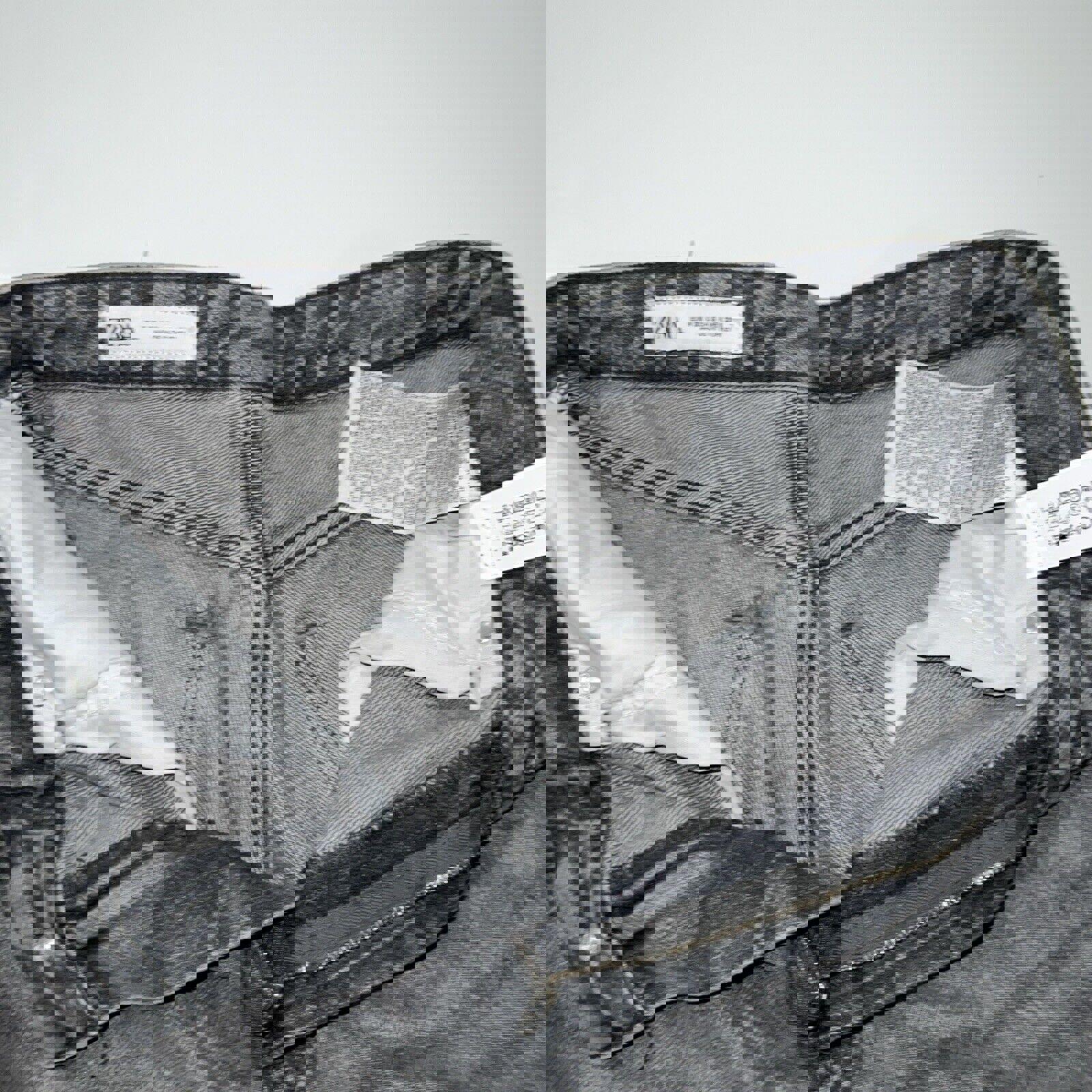 Vaqueros Zara para mujer, talla 6, denim gris, corte cropped con bordes deshilachados