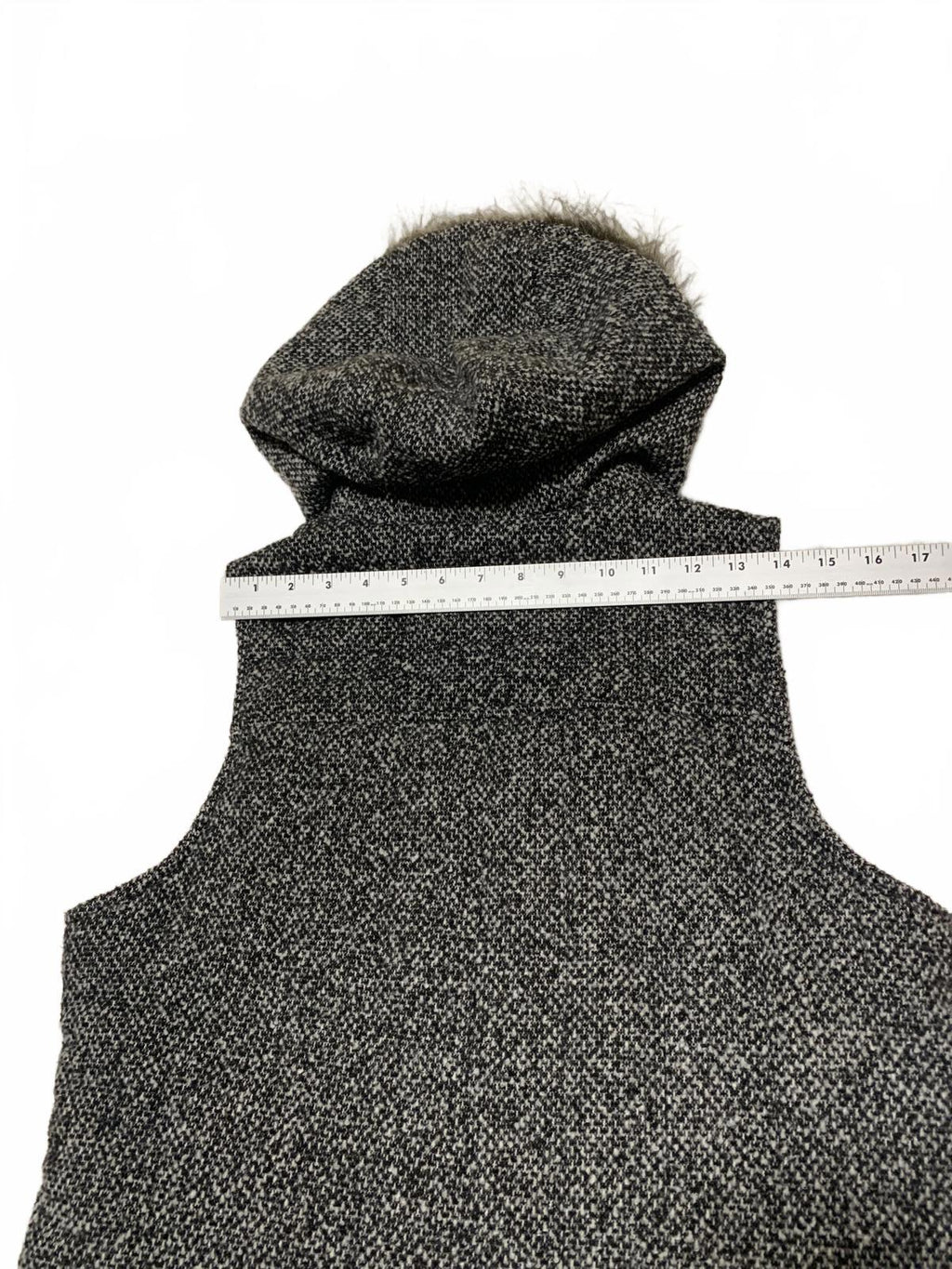 Chaleco de piel sintética Y2K Supply Co. para mujer, talla L, negro moteado, con capucha y cremallera