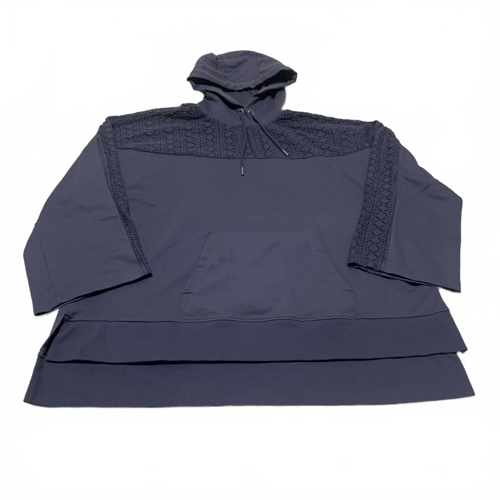 June & Vie Women's Size Large 18-20 Slate Blue Hoodie Sweatshirt Textured Detail