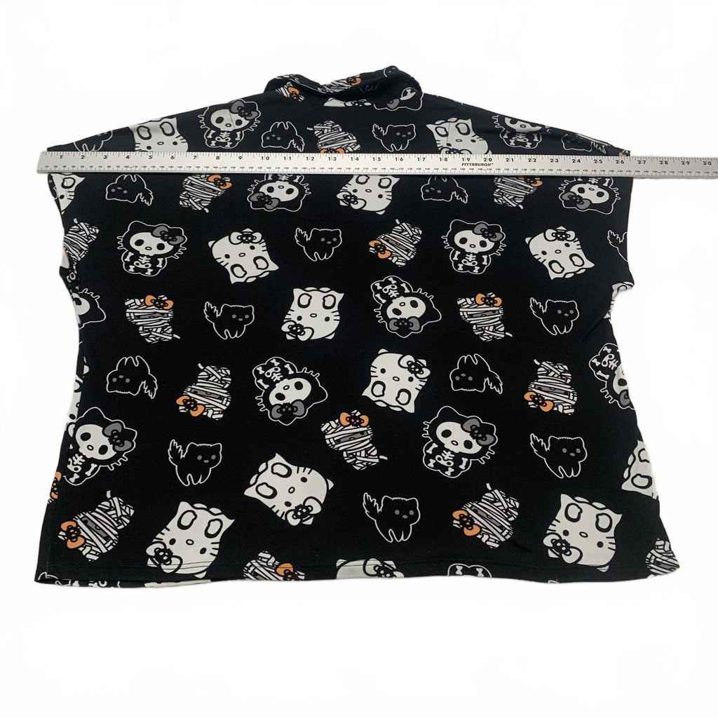 Camisa de manga corta de Hello Kitty para mujer, color negro, talla pequeña, para Halloween