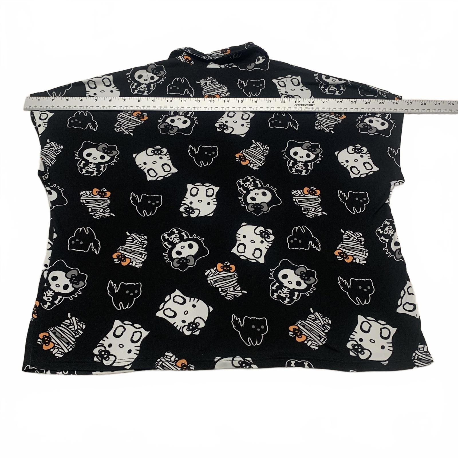 Camisa de manga corta de Hello Kitty para mujer, color negro, talla pequeña, para Halloween