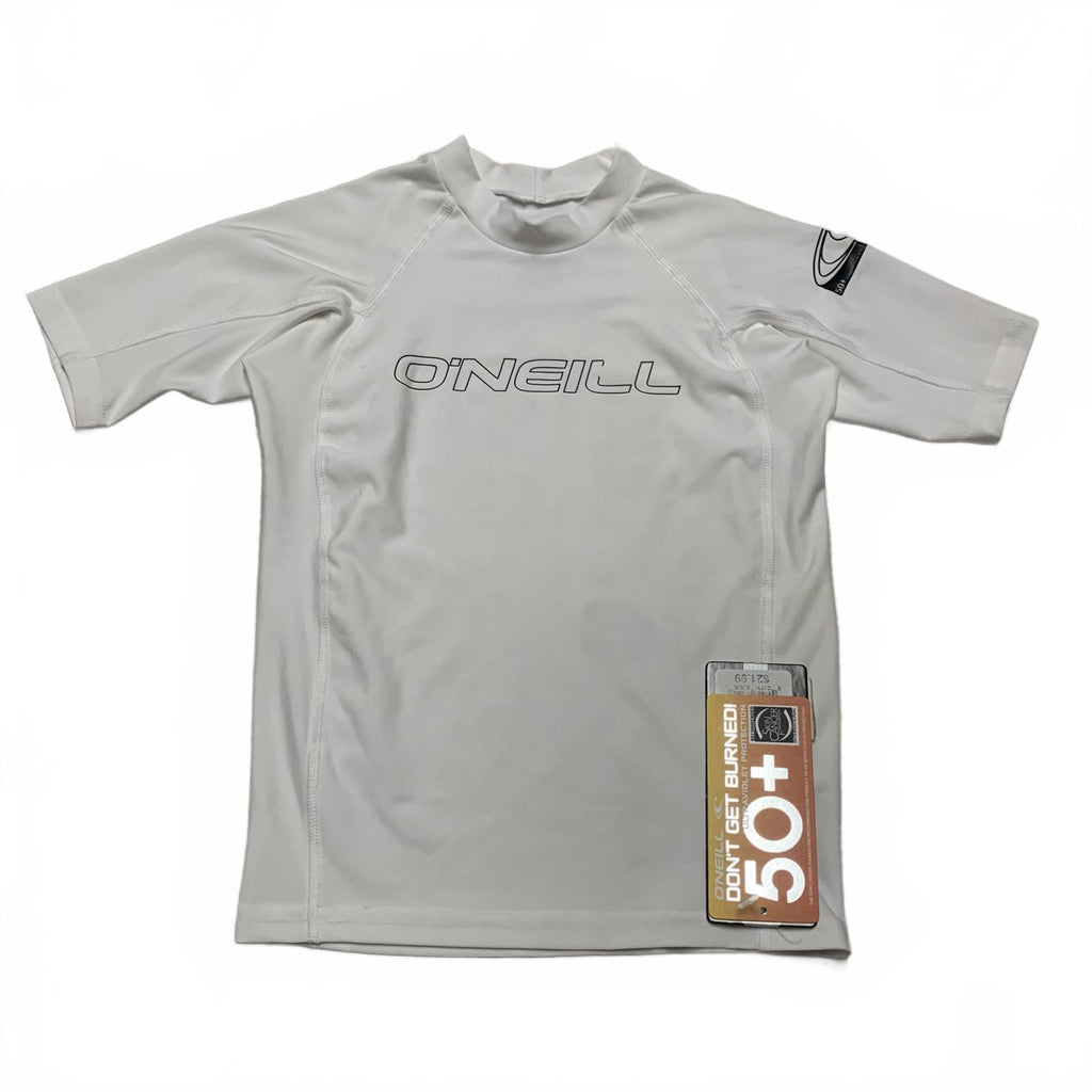 Traje de baño O'Neill Performance Fit para niños, talla 8, color blanco, con protección solar y contra erupciones UV