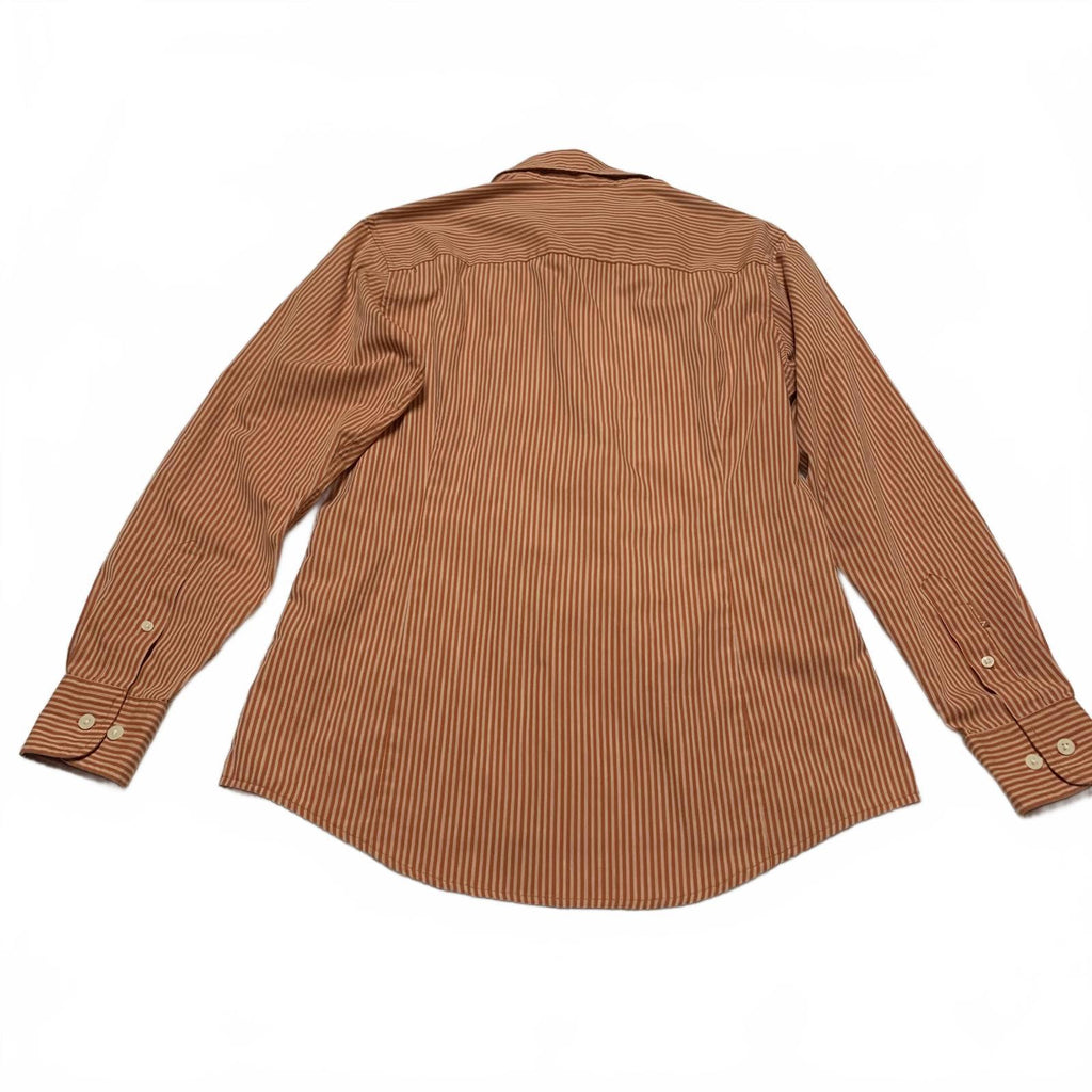 Camisa a rayas naranja con botones, talla pequeña, para hombre de la Universidad de Antigua de Texas