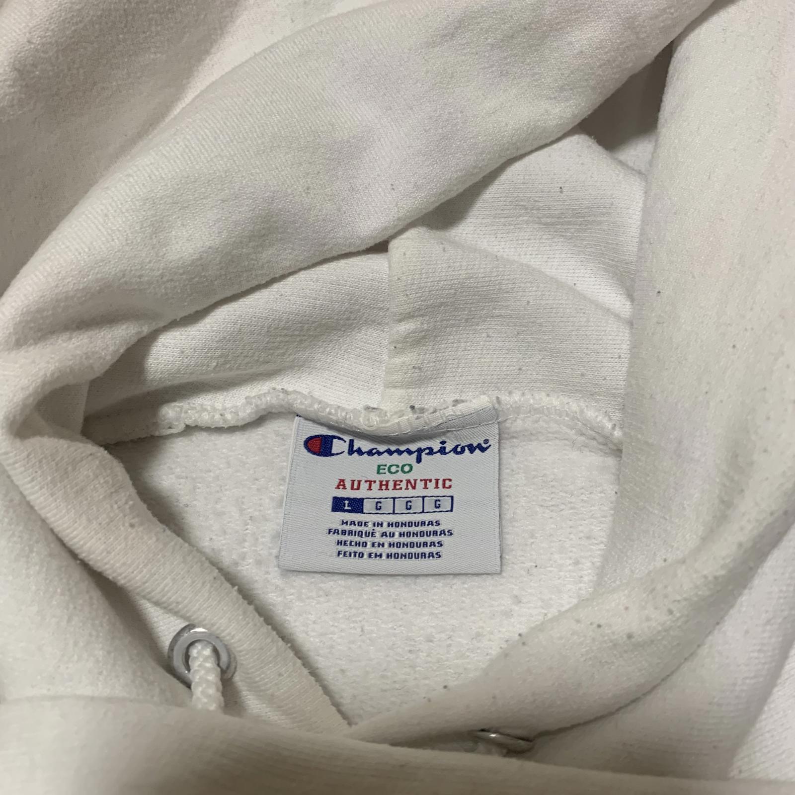 Sudadera con capucha unisex ecológica y grande blanca con estampado del número 6 de Champion