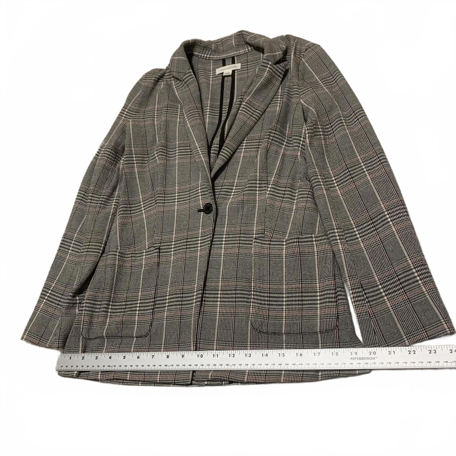 Chaqueta blazer a cuadros Treasure &amp; Bond para mujer, talla XS, negra, rosa y gris, elástica, con 1 botón