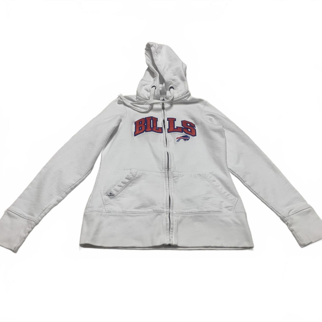 Sudadera con capucha y cremallera de los Buffalo Bills para mujer, color blanco, talla pequeña, de Antigua