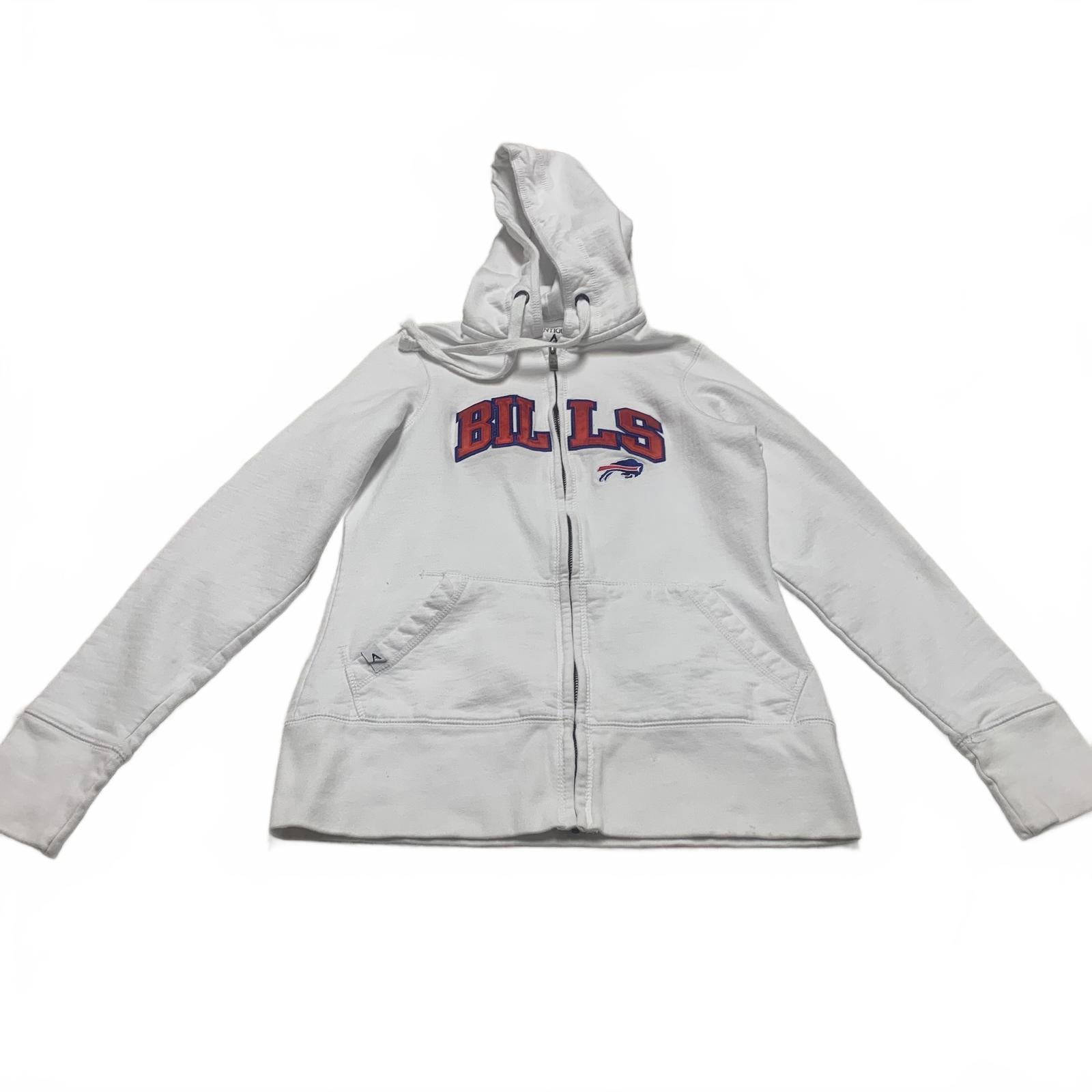 Sudadera con capucha y cremallera de los Buffalo Bills para mujer, color blanco, talla pequeña, de Antigua