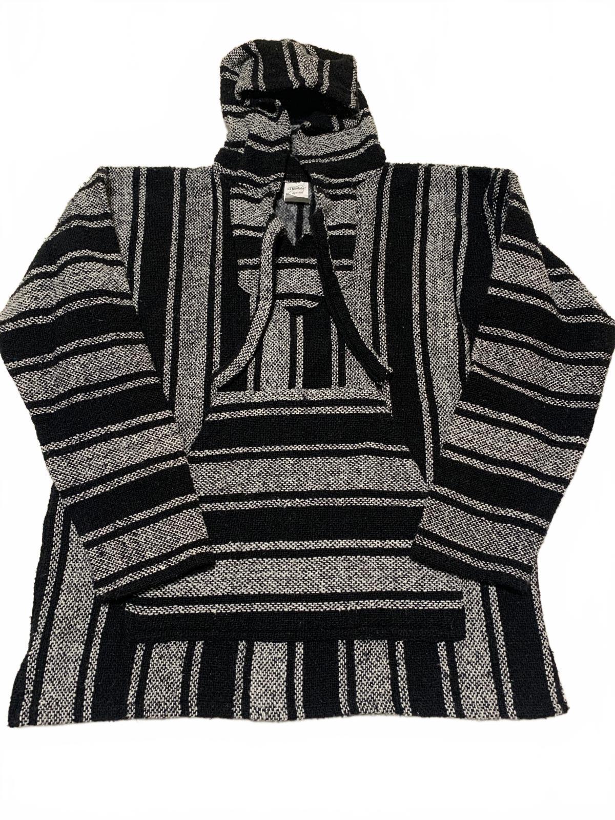 La Montaña Especial Sudadera con capucha a rayas blancas y negras talla XL para hombre, México