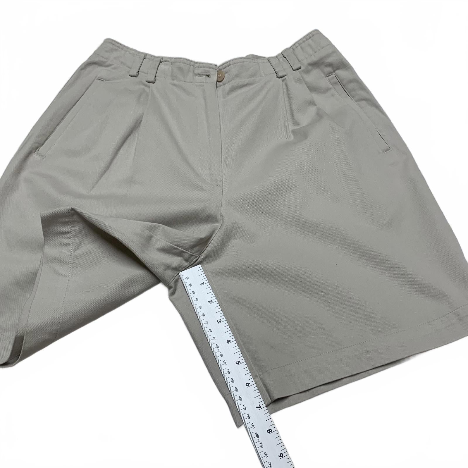 Pantalones cortos plisados ​​de algodón color caqui de Liz Claiborne Liz Sport para mujer, talla 8