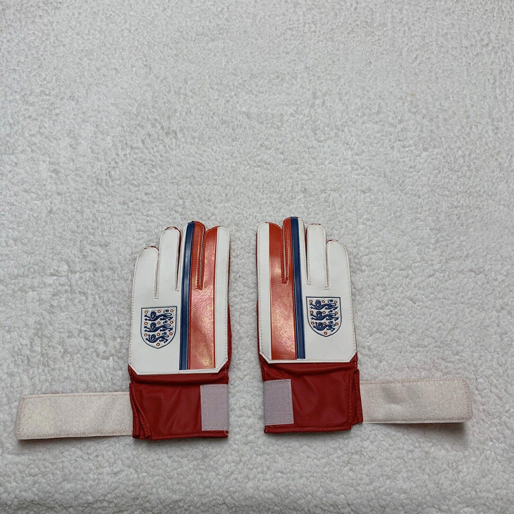 Guantes de portero para adultos de fútbol inglés, rojo, blanco y azul.