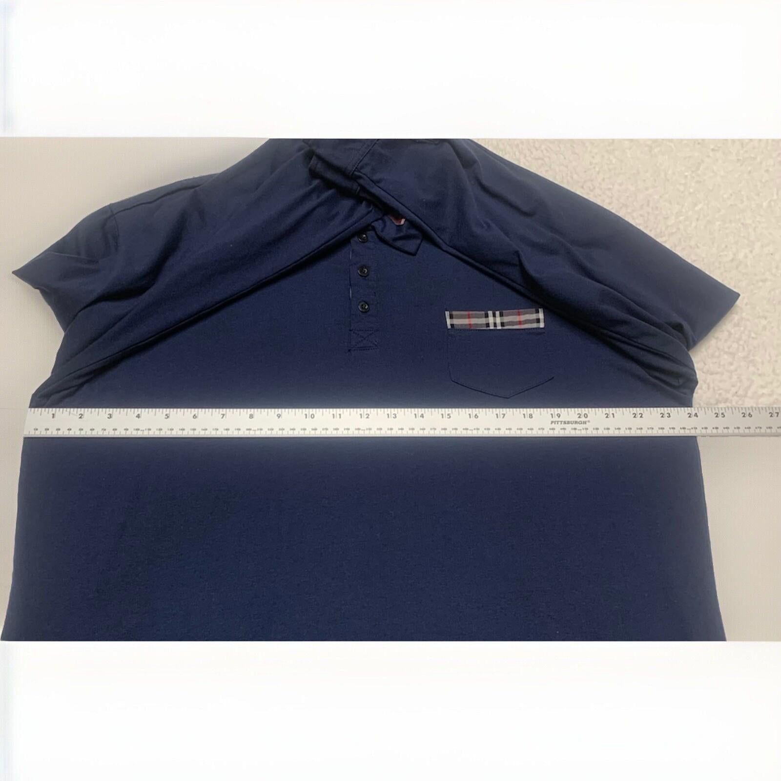 Polo de manga larga azul marino XXL para hombre de Coofandy con cuello a cuadros y bolsillo