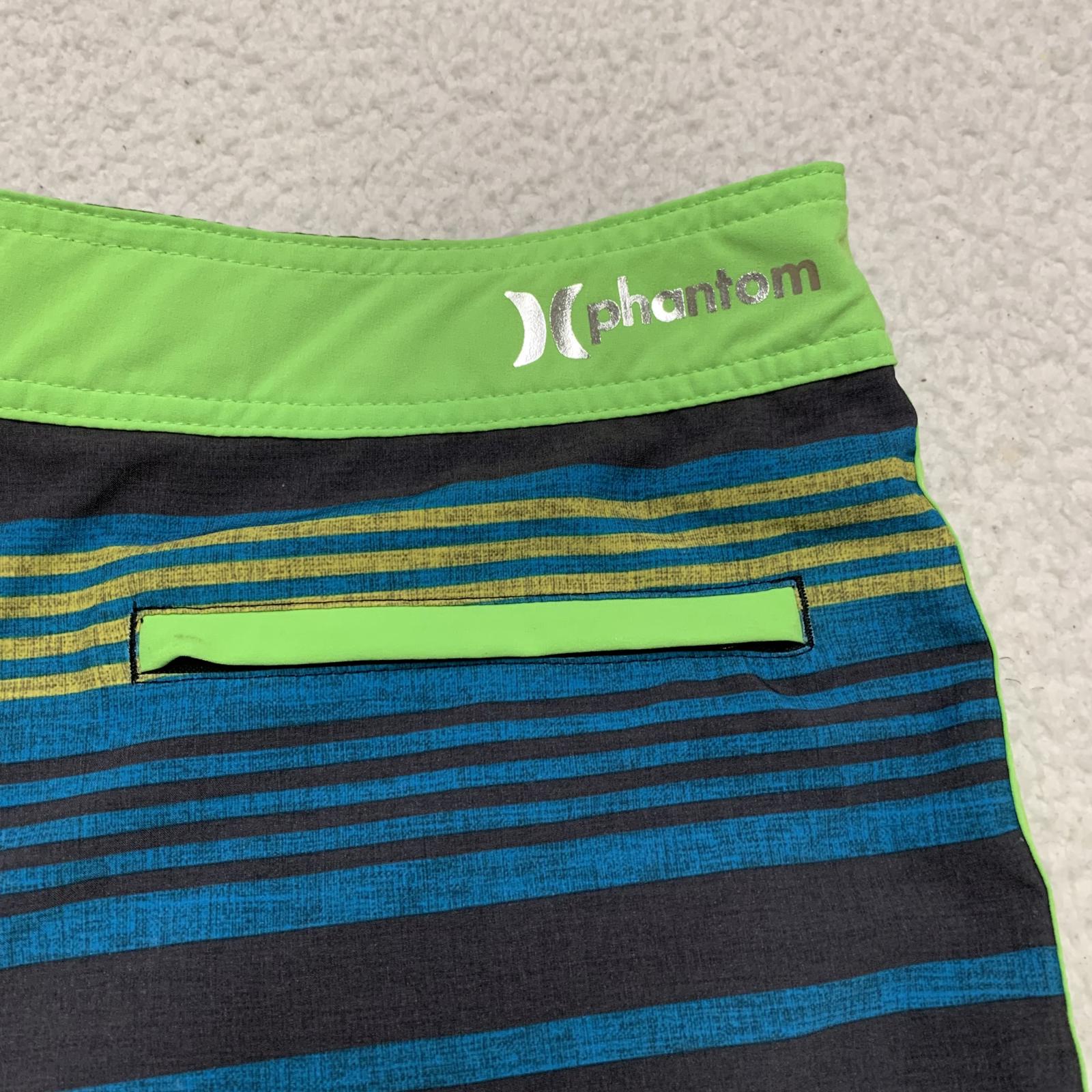 Pantalones cortos de surf Hurley para hombre, talla 32, a rayas, azul y verde, talla 33