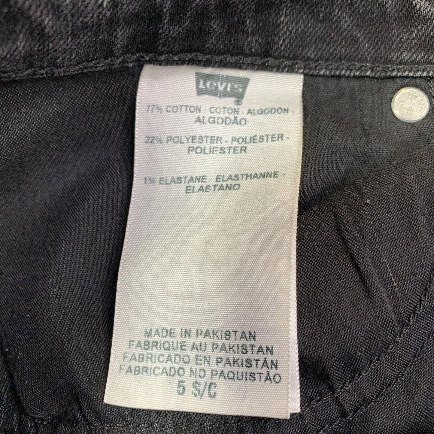 Levis 524 Jeans Girls 5 S/C Black Super low Skinny  Stretch