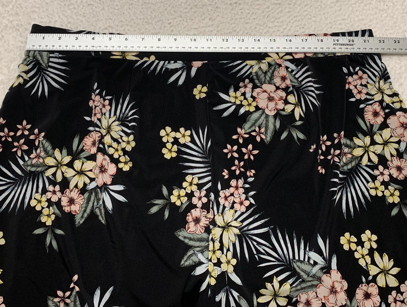 Pantalones anchos con estampado floral de Roz &amp; Ali, talla 3X, estilo tropical, ancho 43 x 29 L