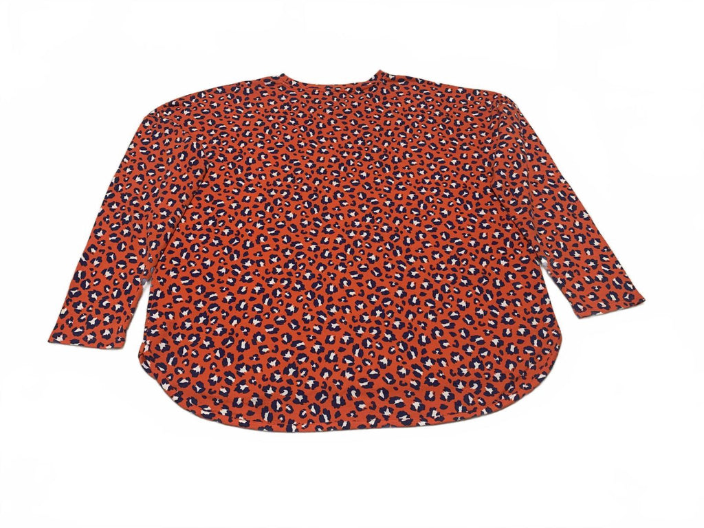 Blusa Cabana de Crown &amp; Ivy con estampado de leopardo en rojo y azul de manga larga para mujer, talla XL