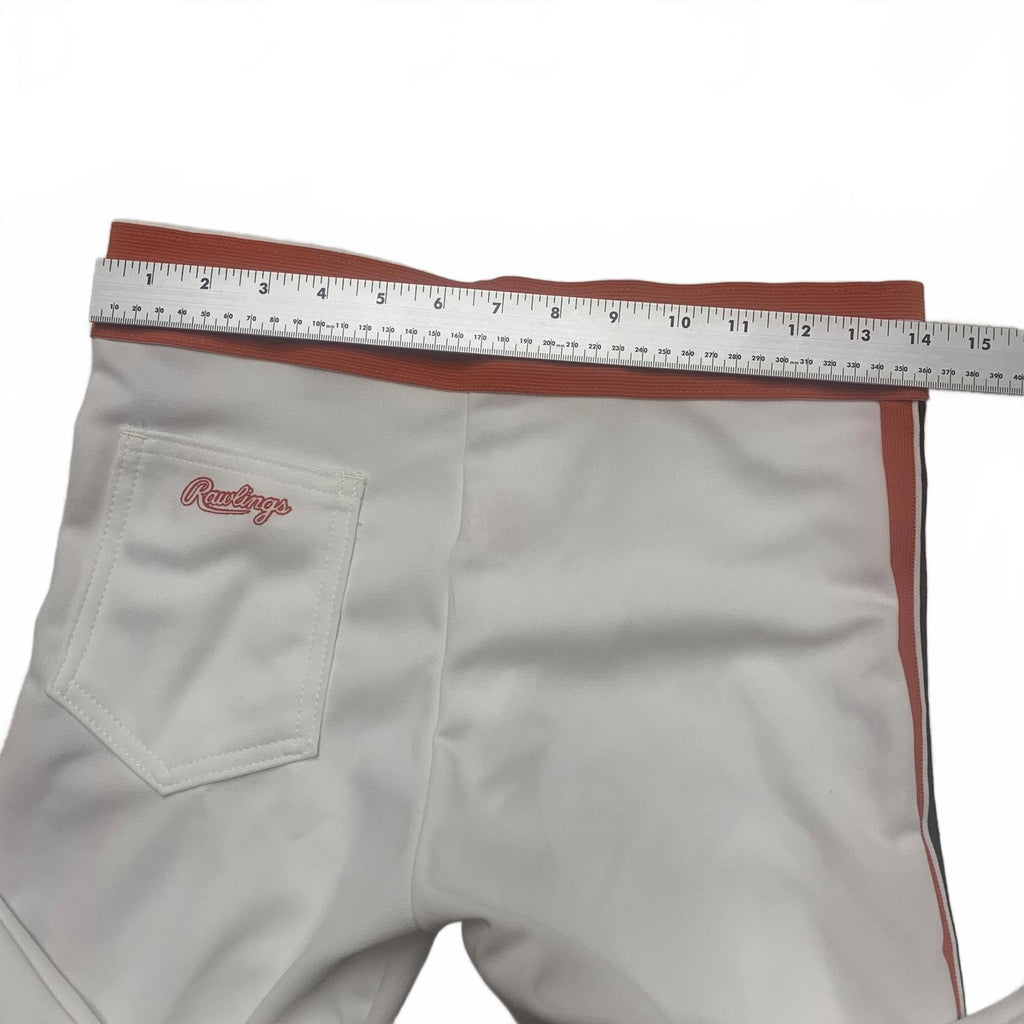 Pantalones deportivos Rawlings de los años 80, talla L, color blanco, rayas, naranja y negro, EE. UU.