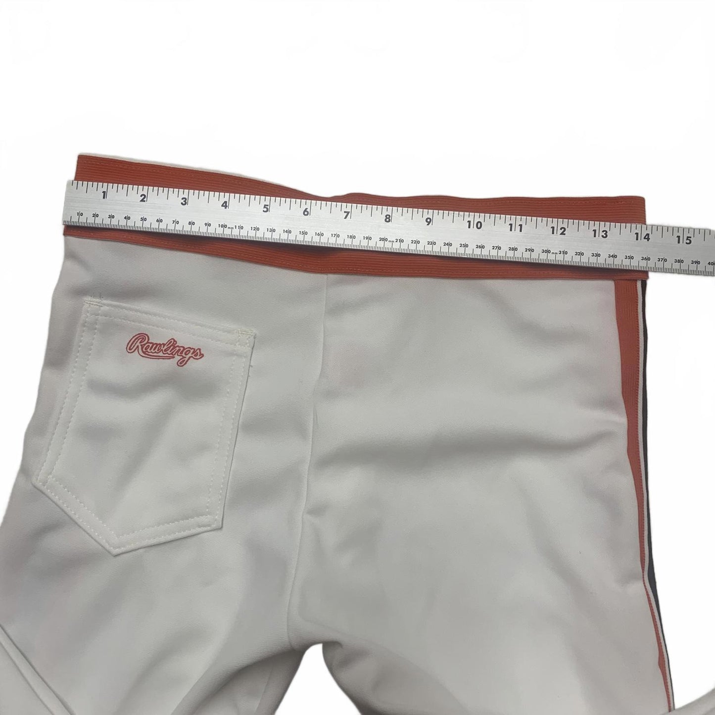 VTG 80s Rawlings Boy Sz Youth L White Track Pants Stripes Orange Black USA