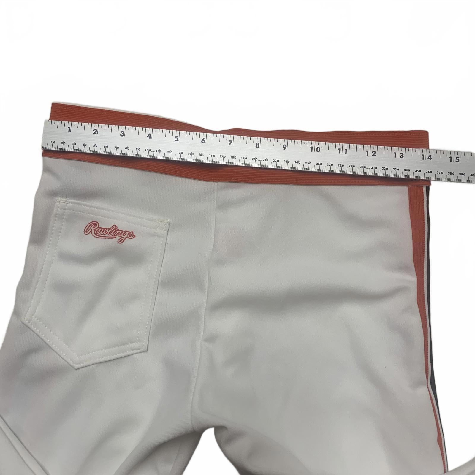 Pantalones deportivos Rawlings de los años 80, talla L, color blanco, rayas, naranja y negro, EE. UU.