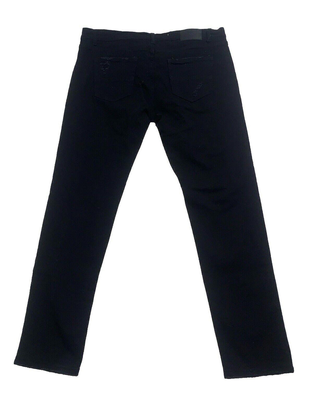 Vaqueros negros Decibel para hombre, 40 x 34, bordados al frente y deshilachados