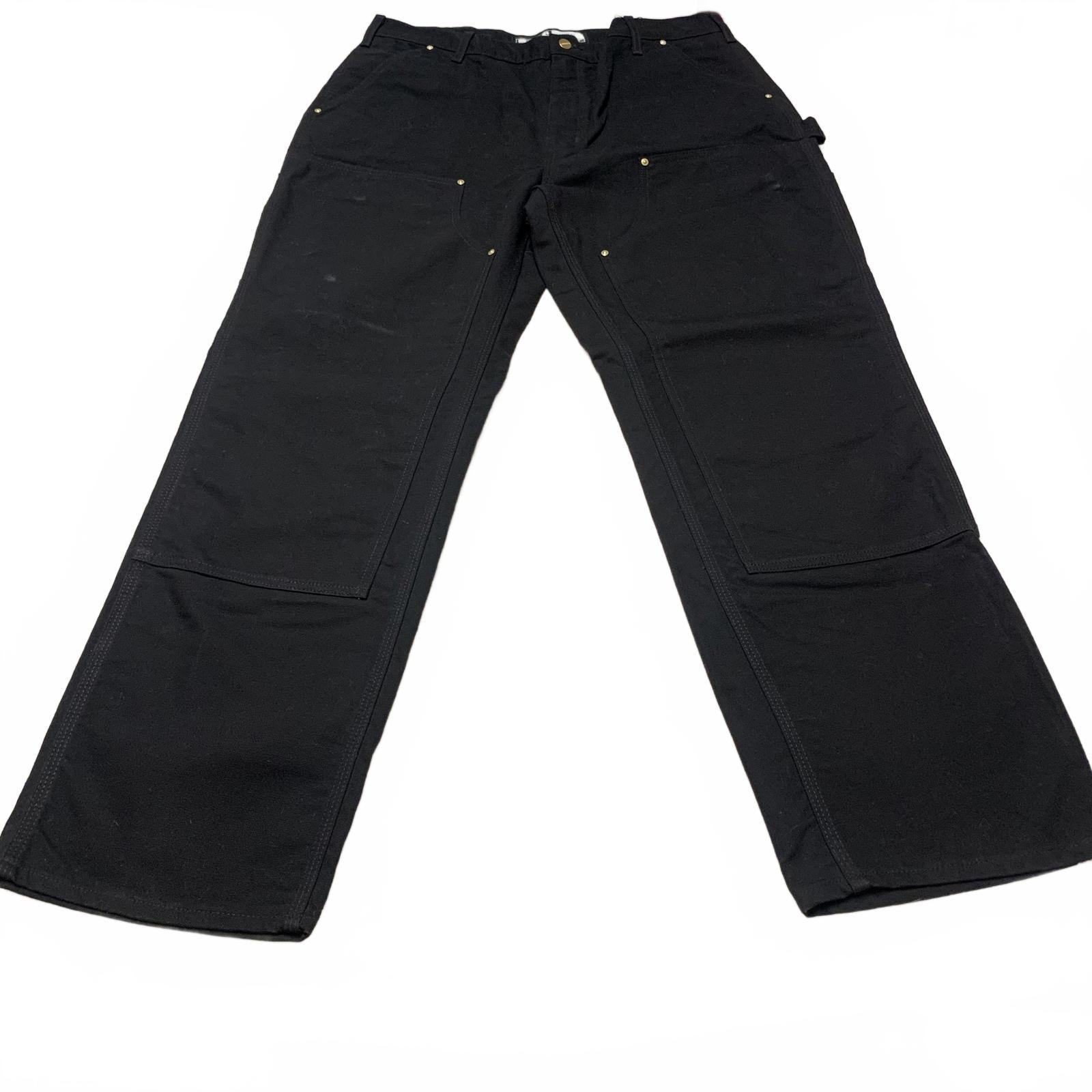 Pantalones Carhartt para hombre, talla 38x32, negros, holgados, con doble rodilla, para trabajo, EE. UU.