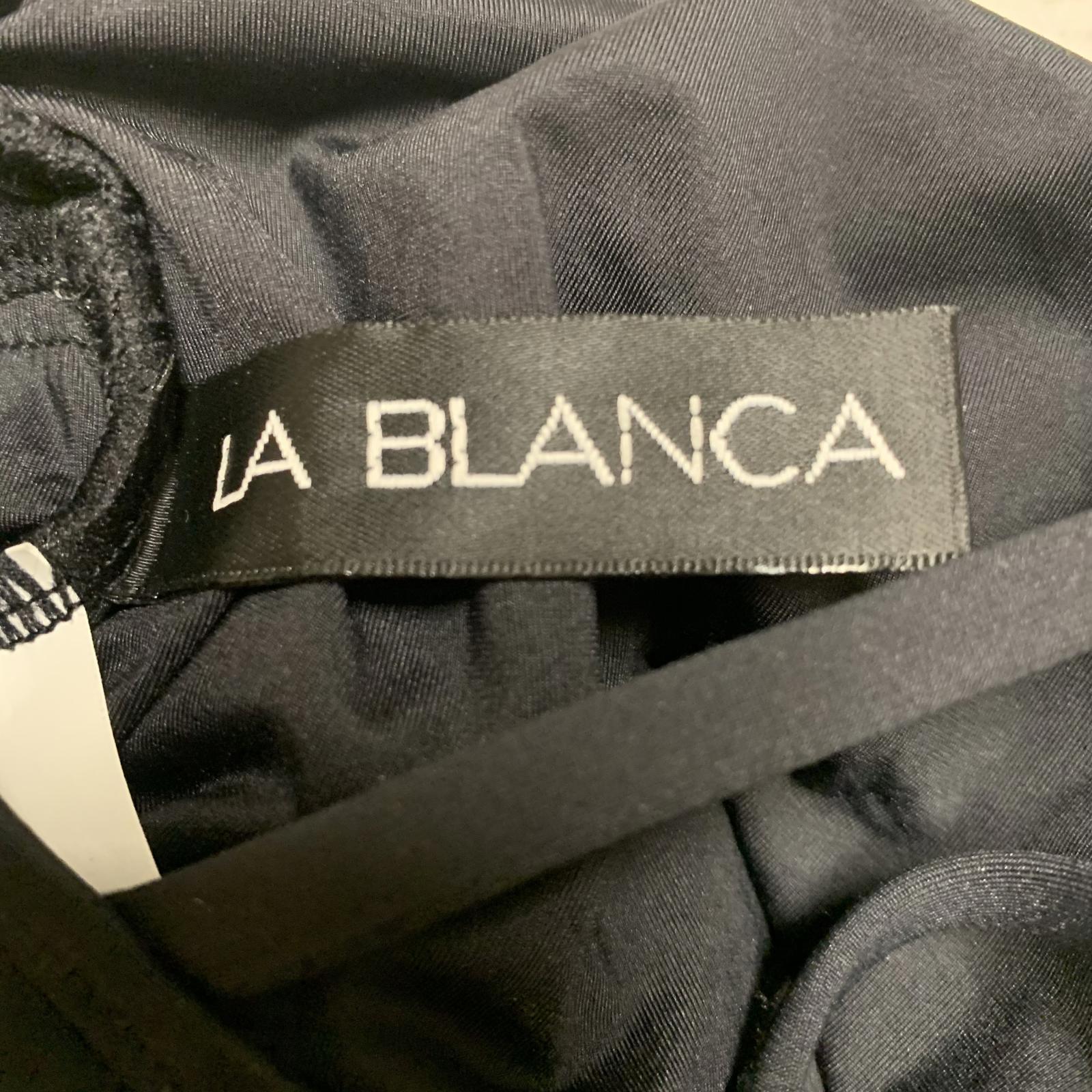 La Blanca Top de baño con cuello halter negro para mujer, talla 10, busto fruncido