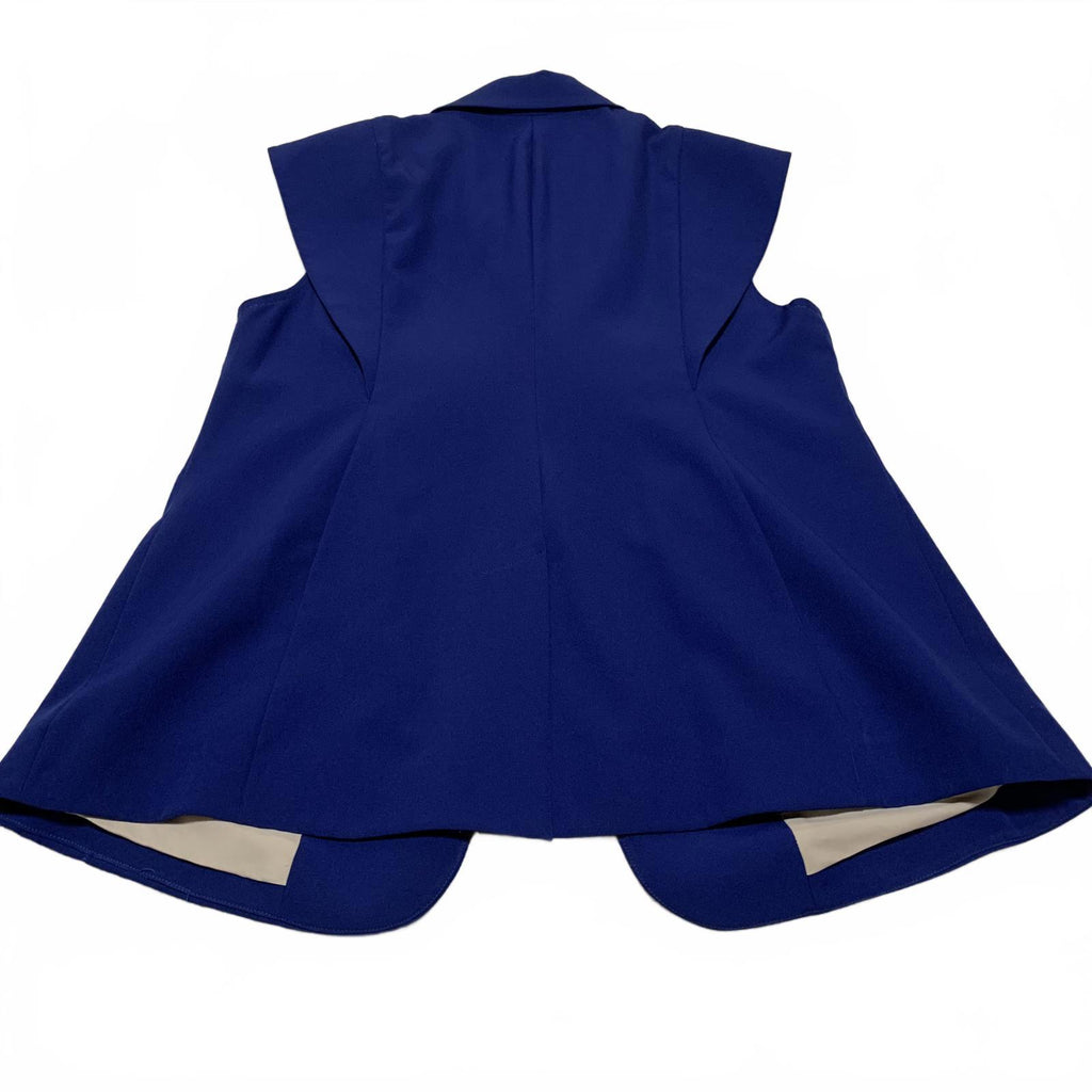 Chaqueta blazer azul rey forrada sin mangas para mujer