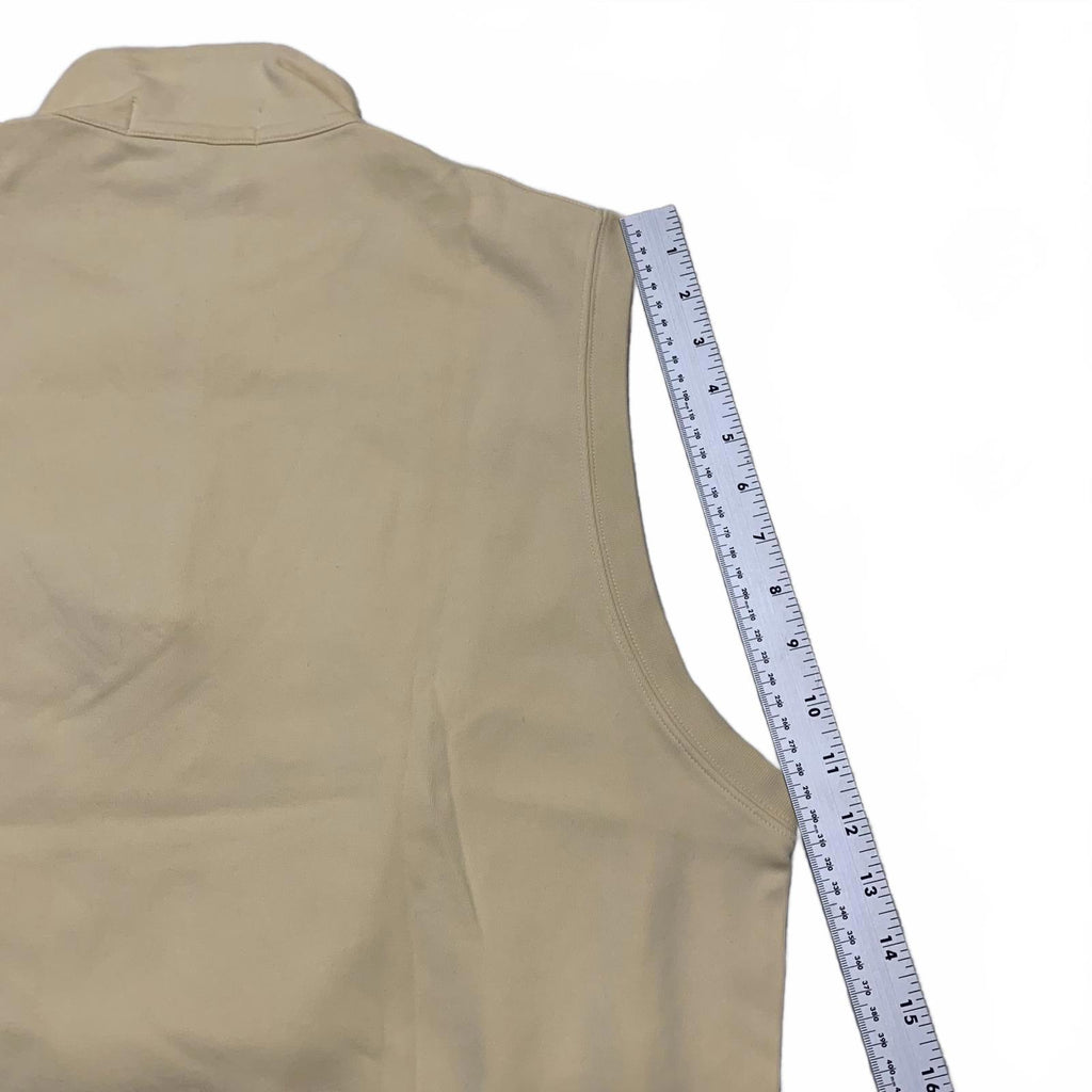 Fairway &amp; Greene Chaleco sin mangas beige amarillo talla L para hombre con cremallera de algodón Pima Perú