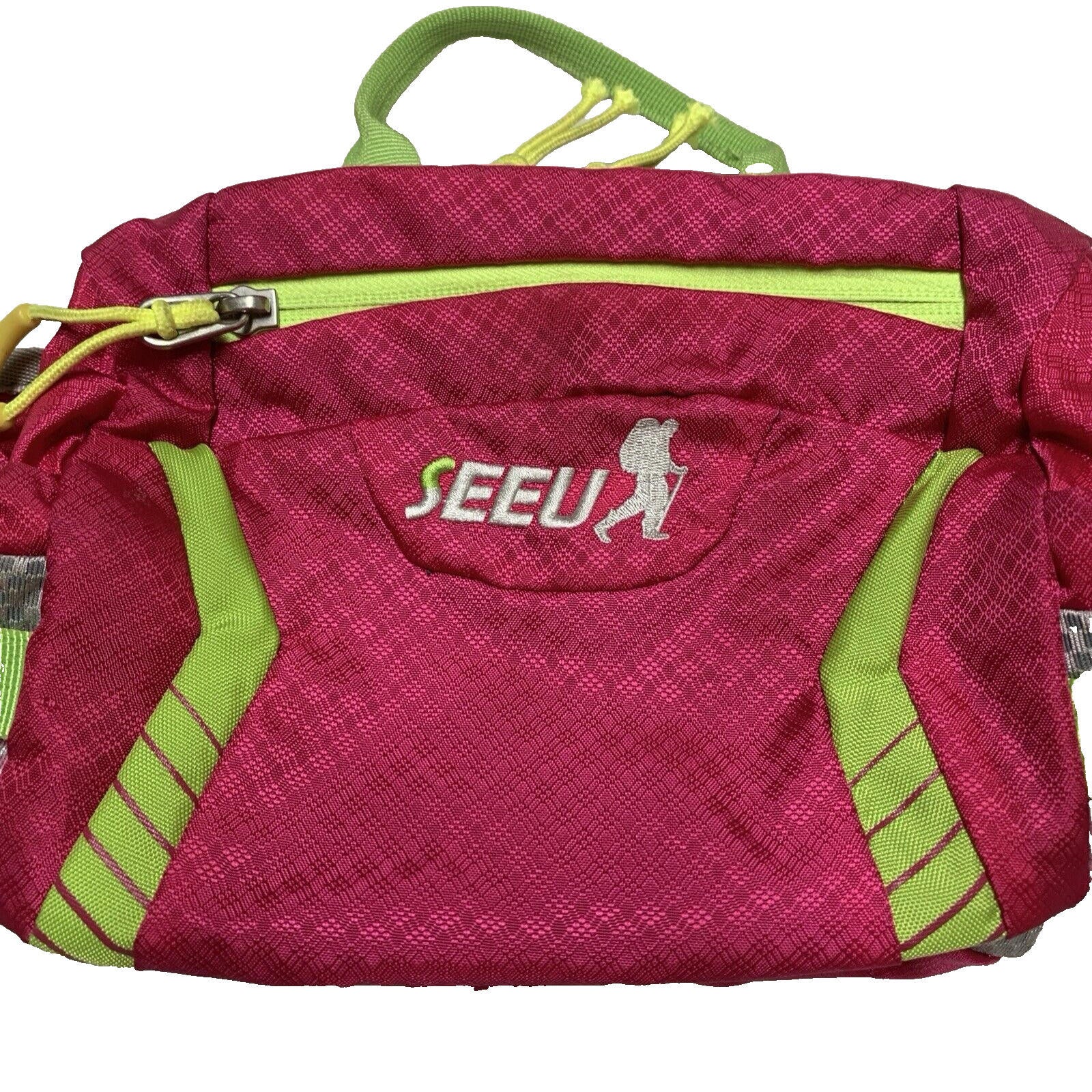 Riñonera SEEU gris, rosa y verde, bandolera, para senderismo y senderismo