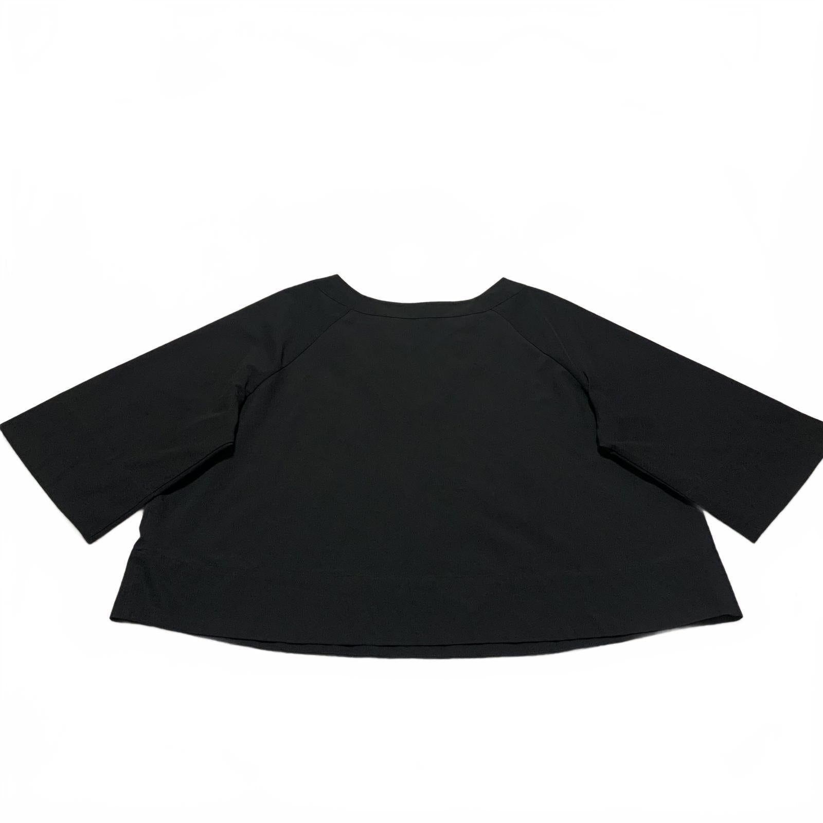 Top corto minimalista de gran tamaño con cuello en V negro para mujer, talla extragrande, de Prologue