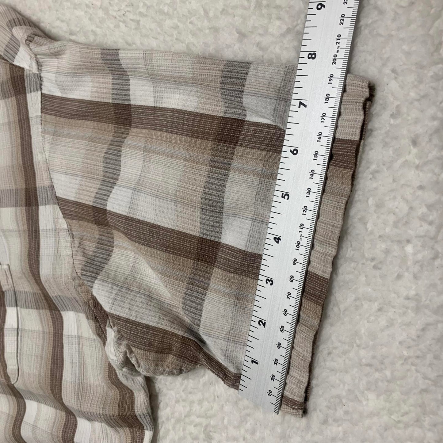 Van Heusen Mens Size XXL Beige Plaid Short Sleeve Button Shirt
