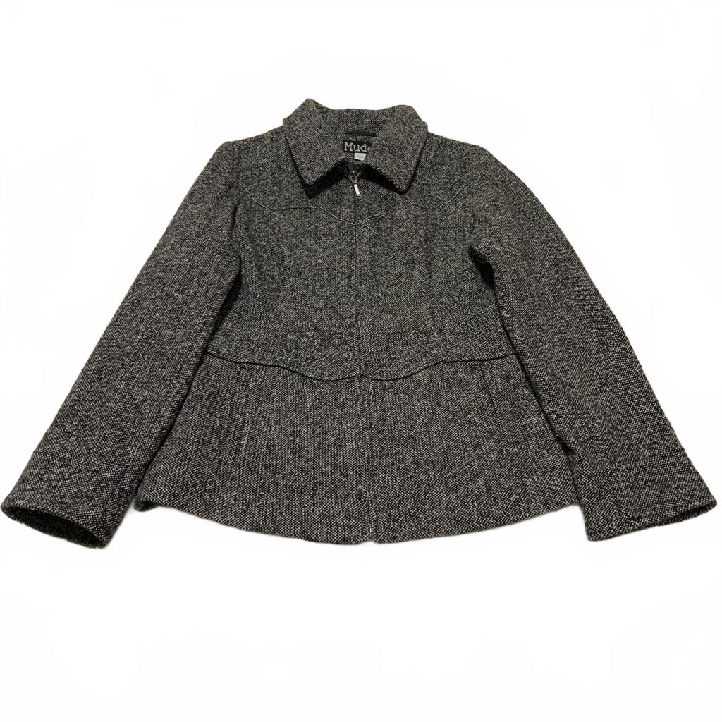 Vintage Mudd Wool Zip Up Coat  Gray  Made in Ukraine  RN 14981 Y2K Style Size M