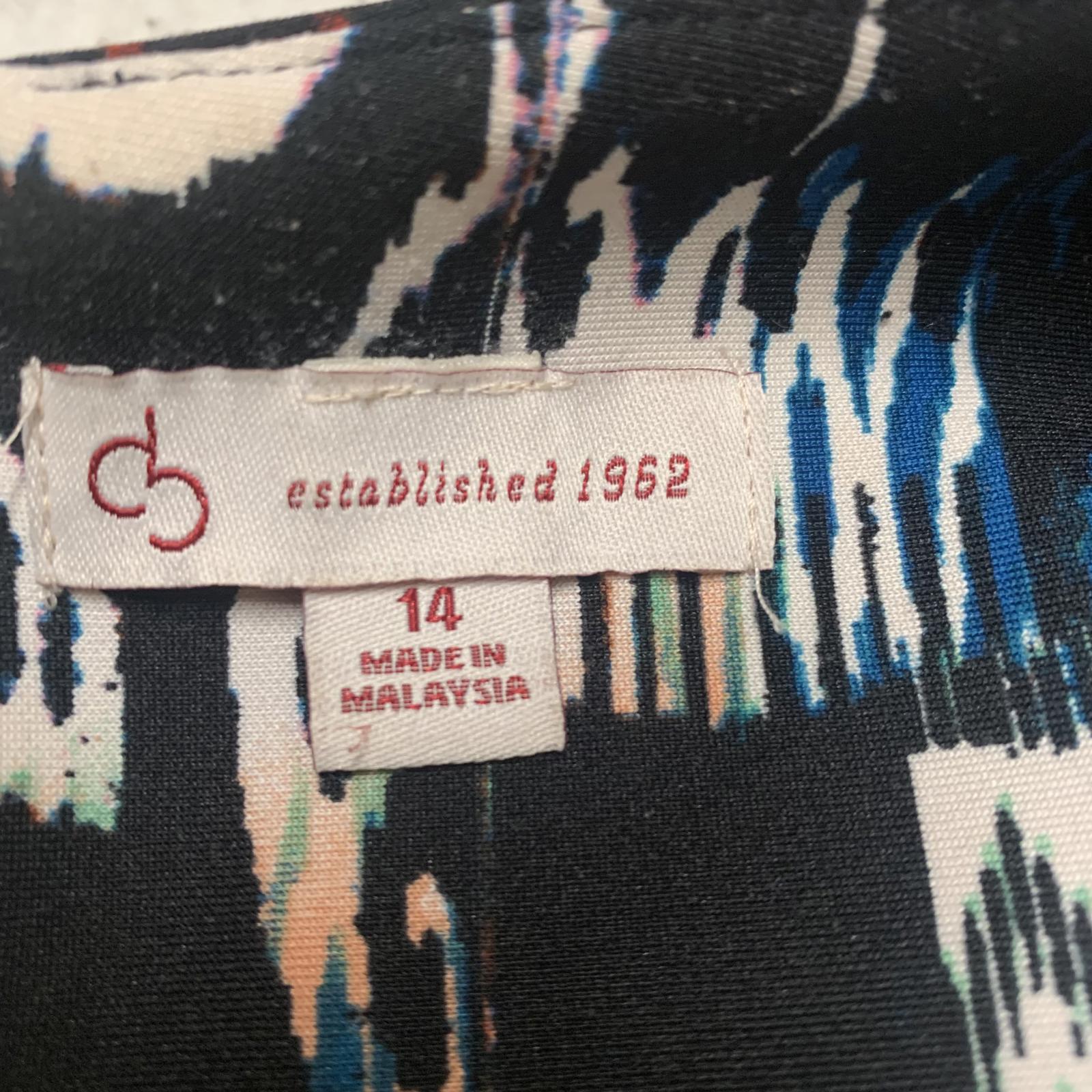 Vestido de verano sin mangas con estampado abstracto vibrante para mujer talla 14 de VTG db