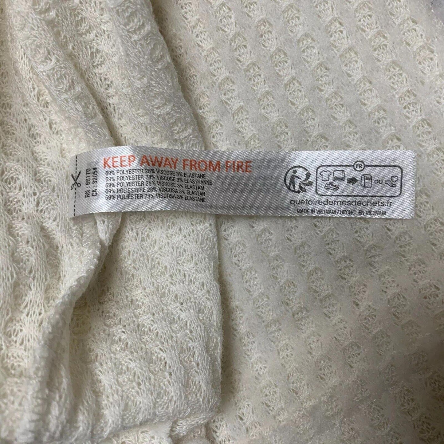 Out From Under UO Women XS  Ivory Oversized Waffle Knit Layering Top Slit