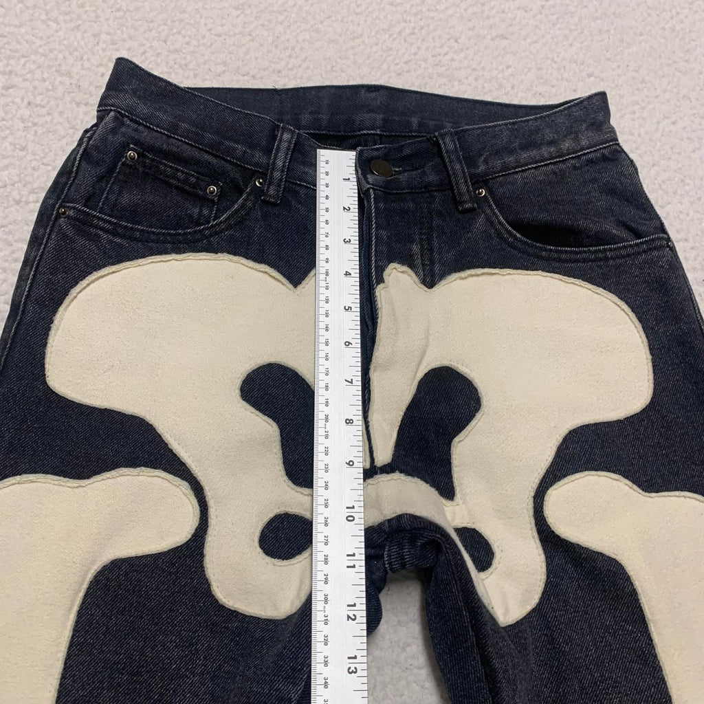 Vaqueros negros con estampado de calavera para hombre MNML, talla 28