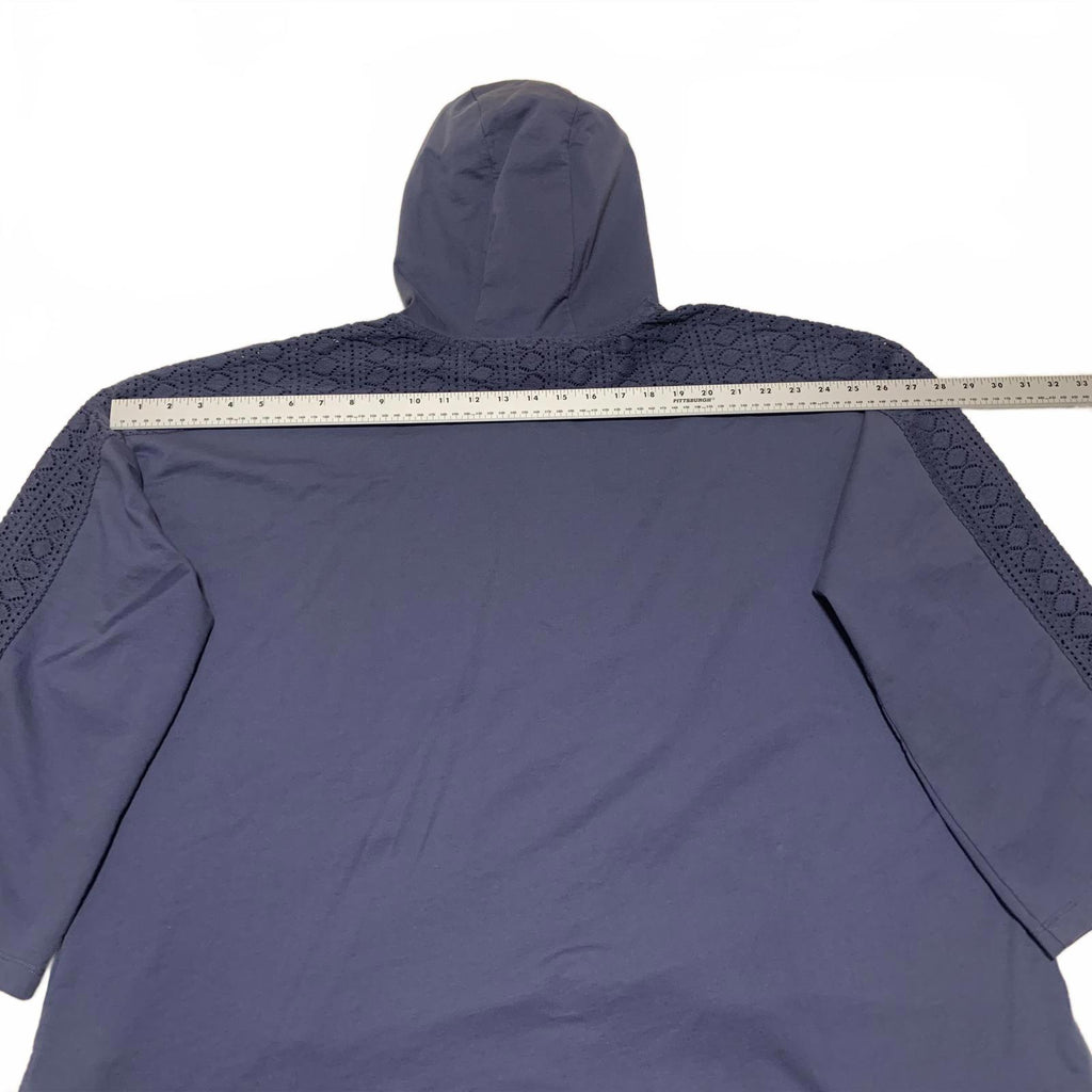 June & Vie Women's Size Large 18-20 Slate Blue Hoodie Sweatshirt Textured Detail