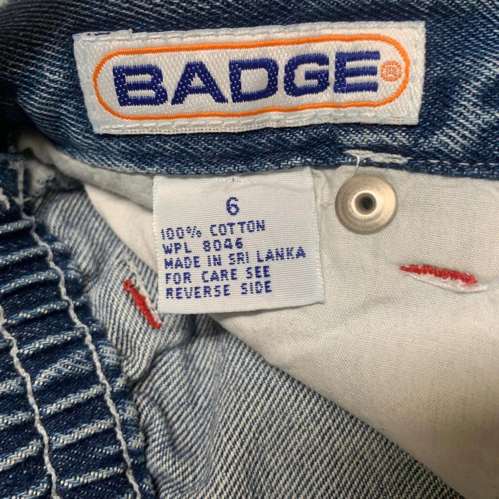 Pantalones vaqueros Badge Boys talla 6, pantalones cortos cargo de mezclilla elásticos azules de algodón W21