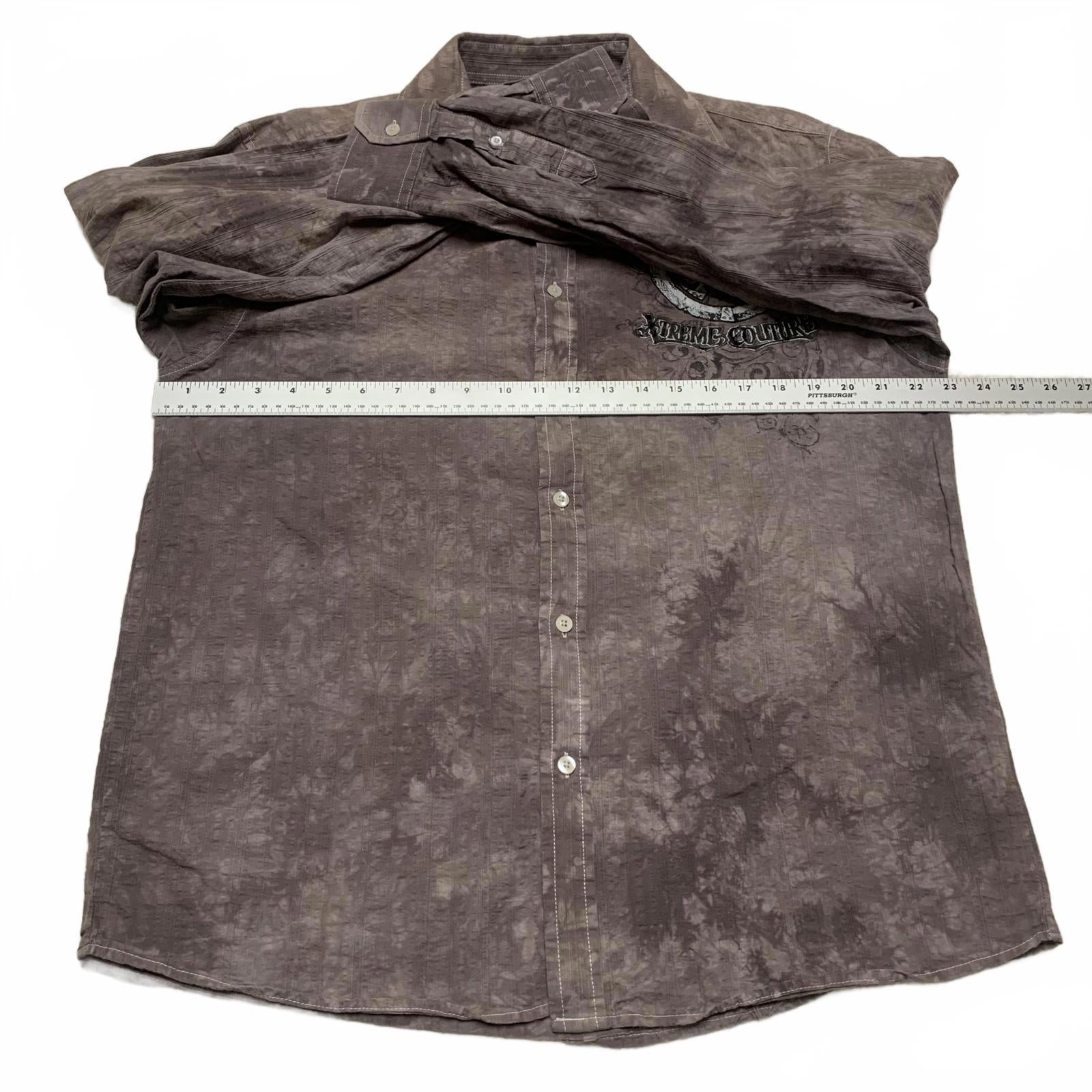 Camisa de noche de manga larga marrón con lavado ácido de Xtreme Couture para hombre, talla grande